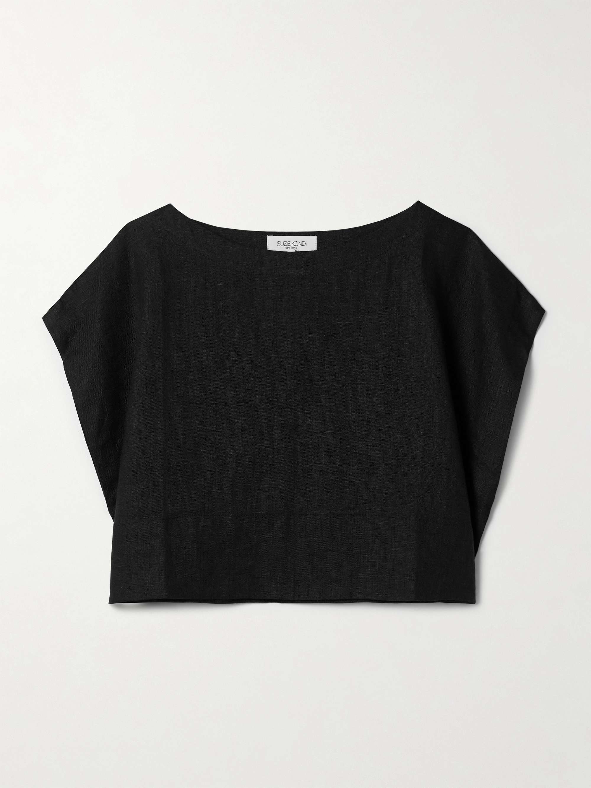 Kori oversized cropped linen top view