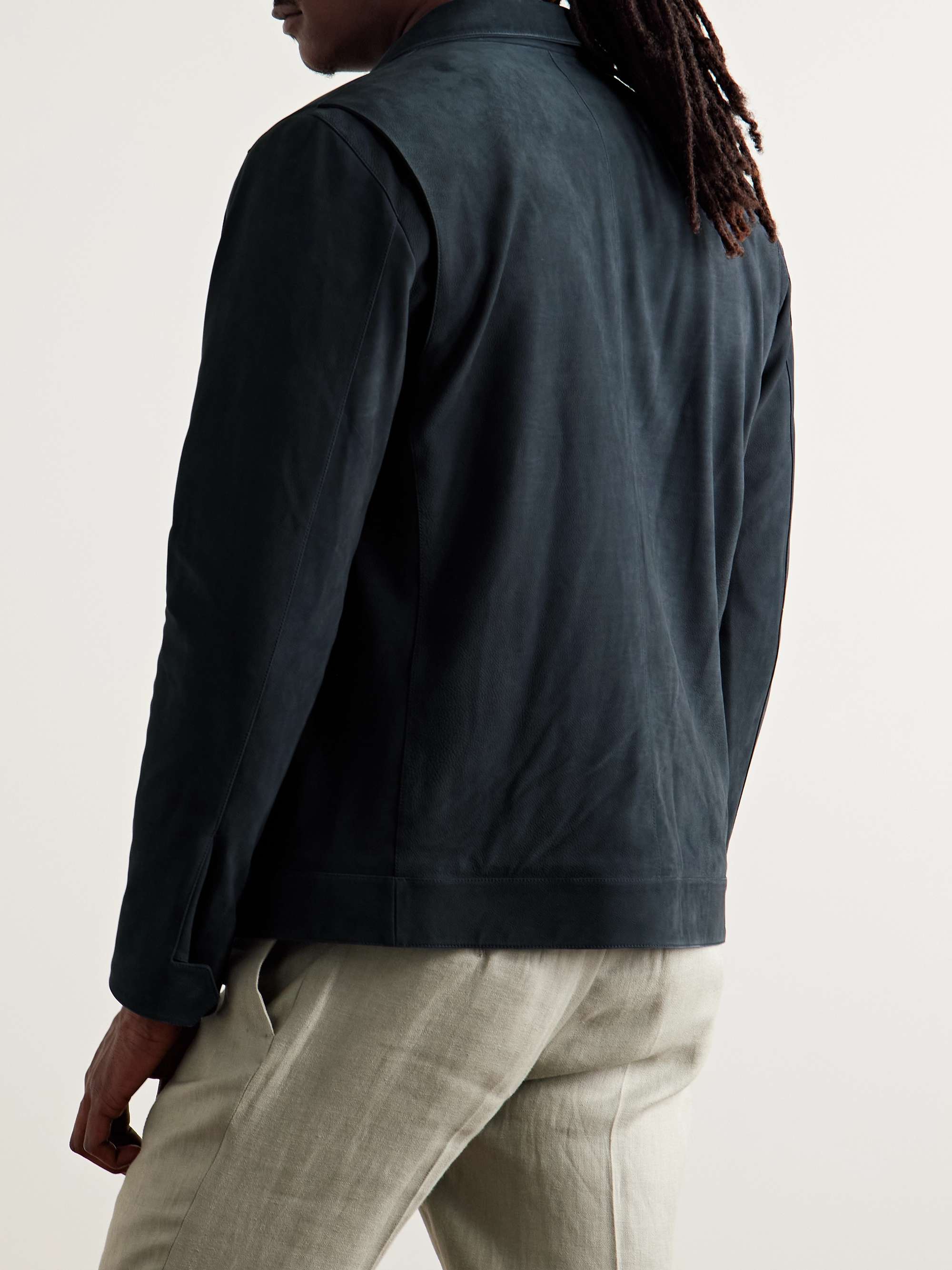Traveller Biker Cashmere-Lined Nubuck Jacket view