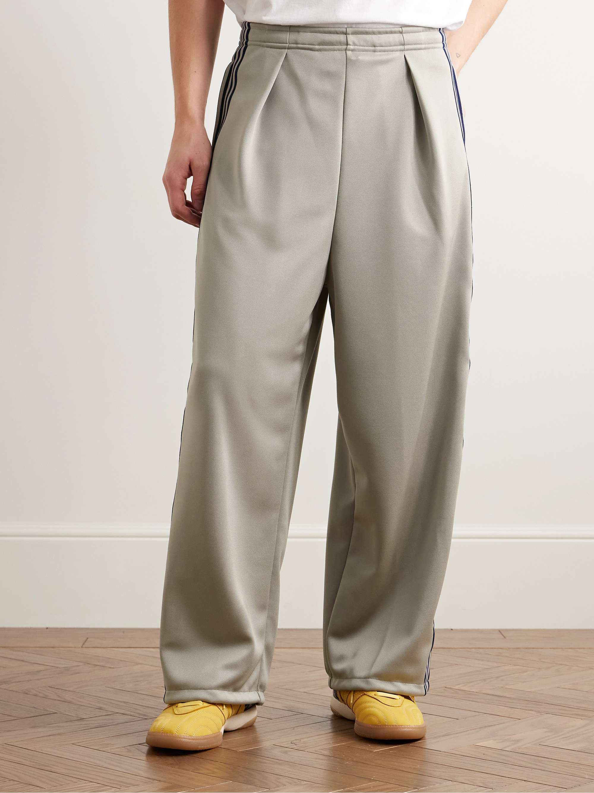 Straight-Leg Pleated Appliquéd Striped Tech-Jersey Track Pants view