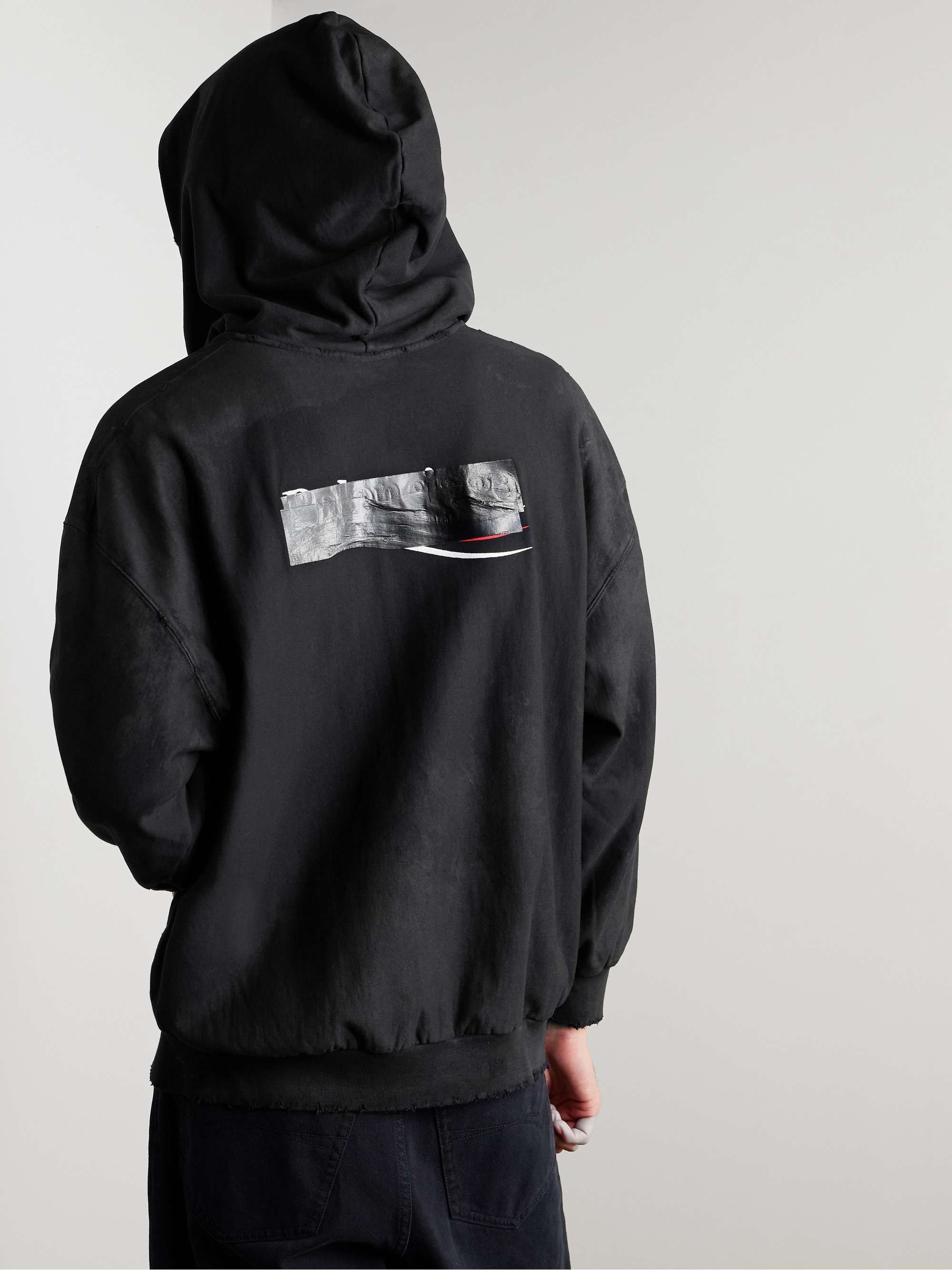 Gaffer Logo-Embroidered Distressed Cotton-Jersey Zip-Up Hoodie view