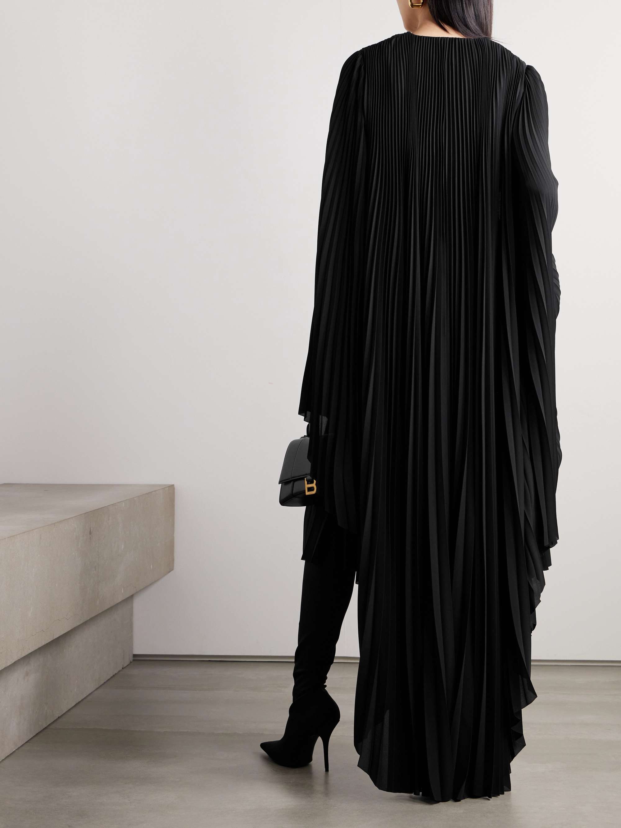 Ruffled plissé-crepe maxi dress view