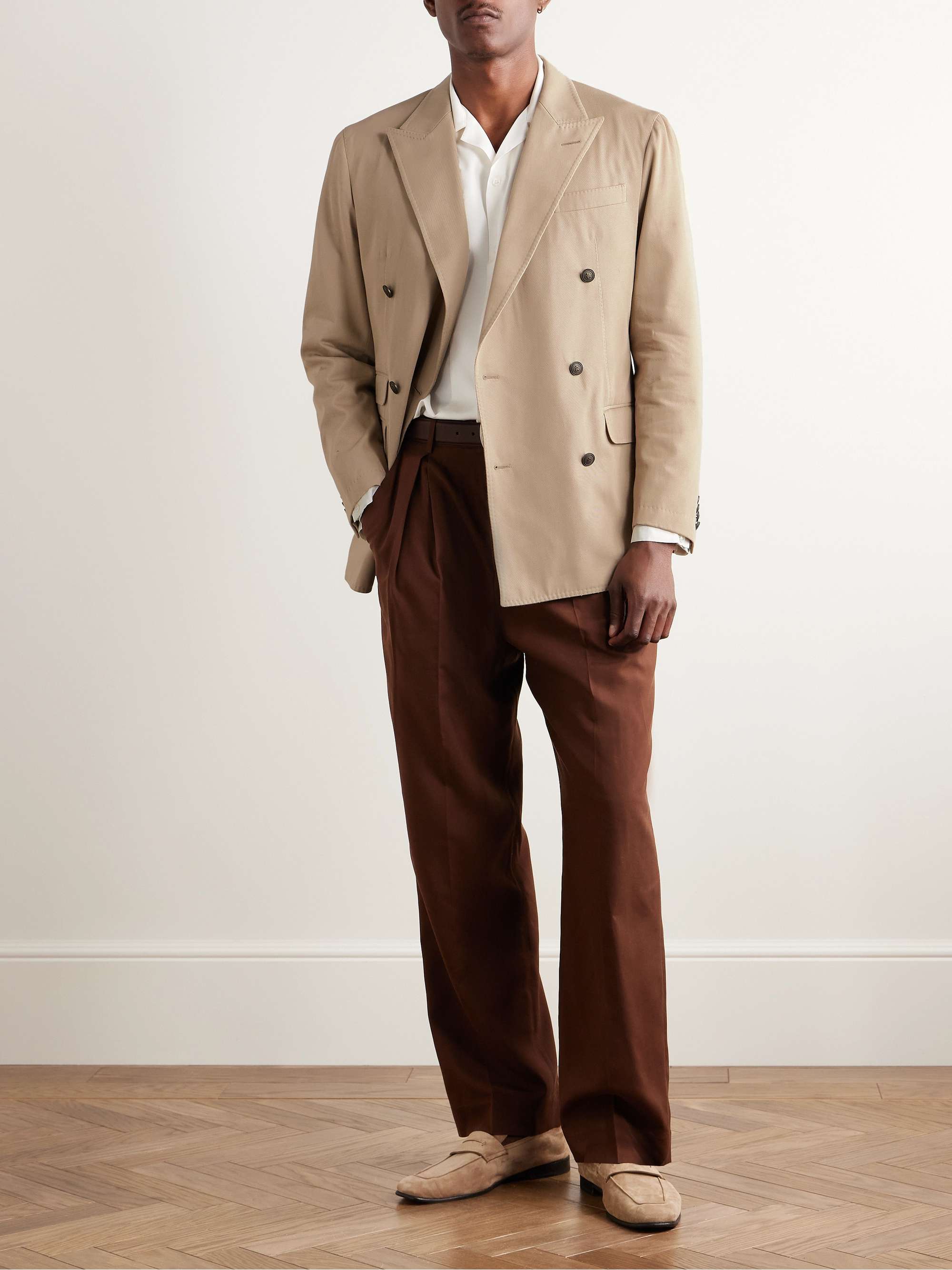 Cavendish Double-Breasted Cotton and Cashmere-Blend Twill Suit Jacket view