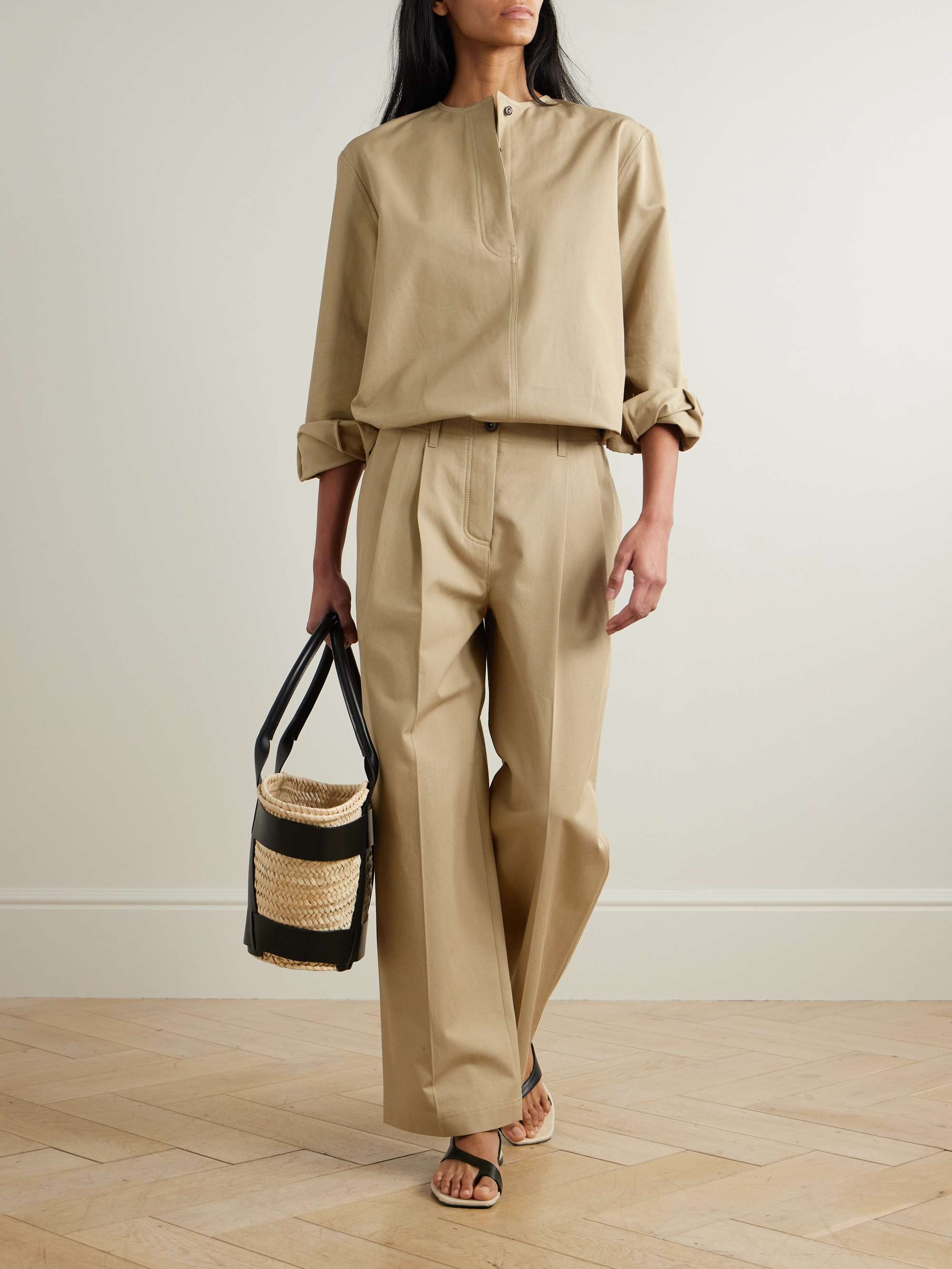 Organic cotton-twill wide-leg pants view
