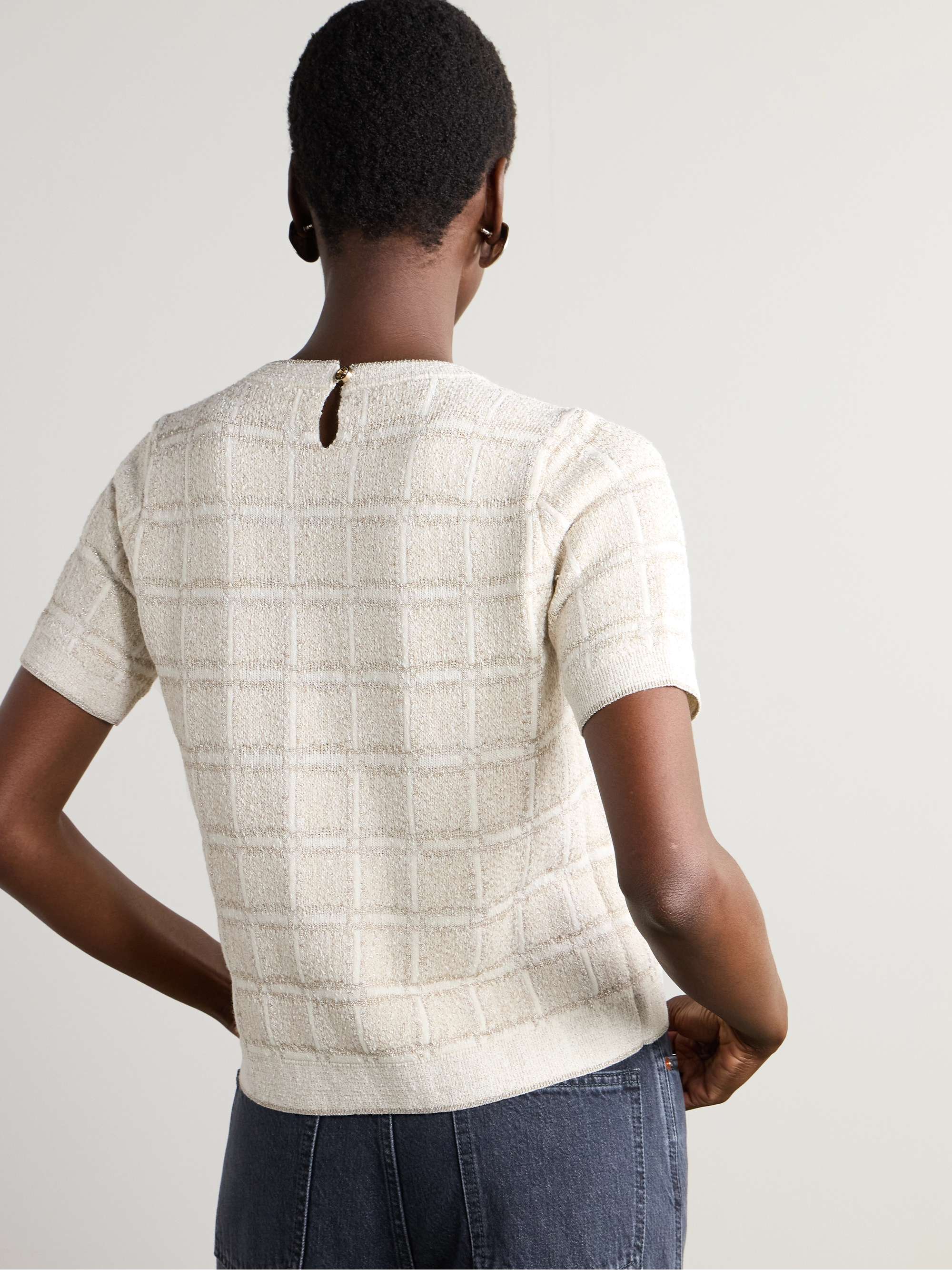Checked metallic wool-blend sweater view
