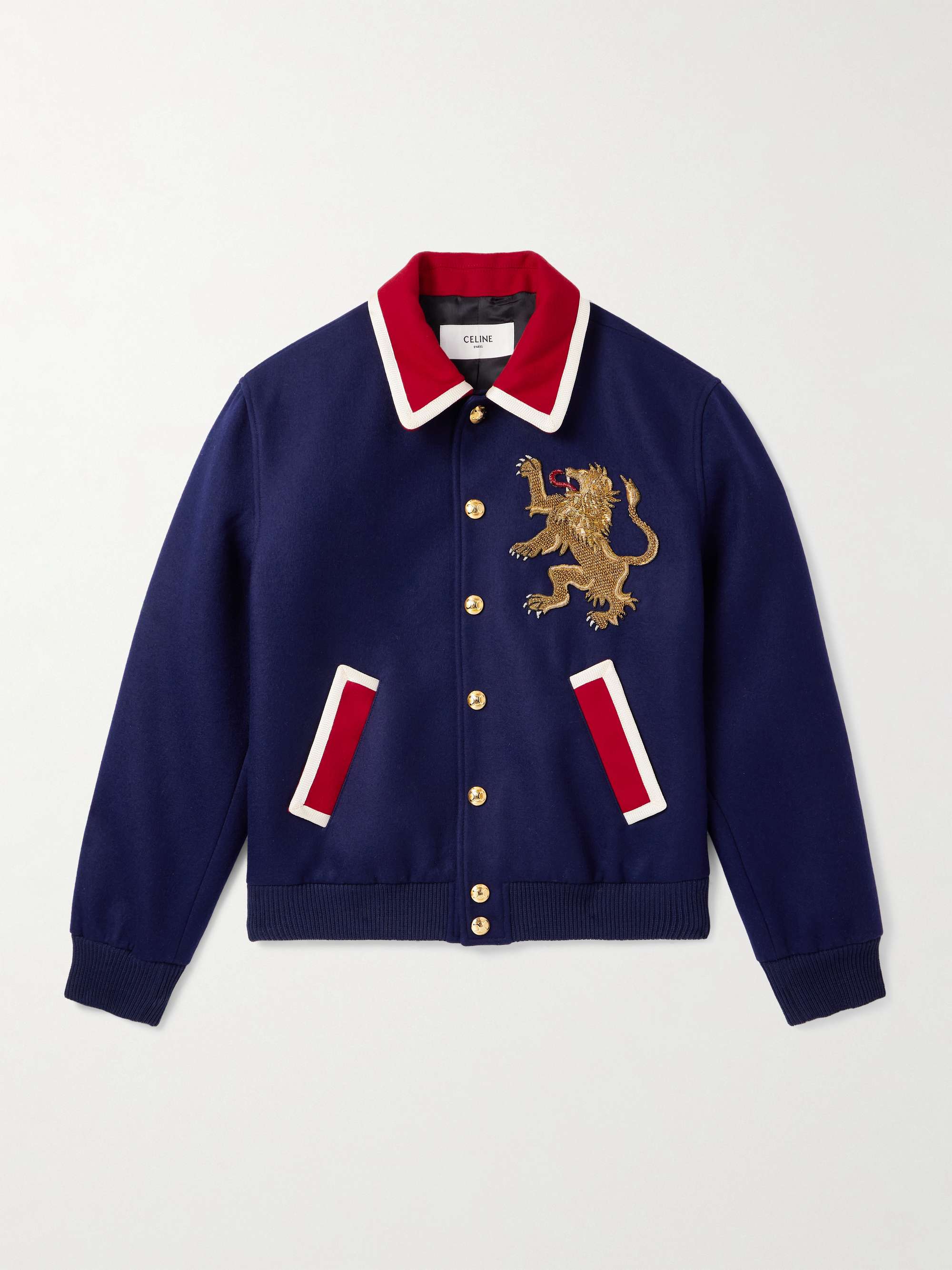 Teddy Embellished Wool-Flannel Bomber Jacket view