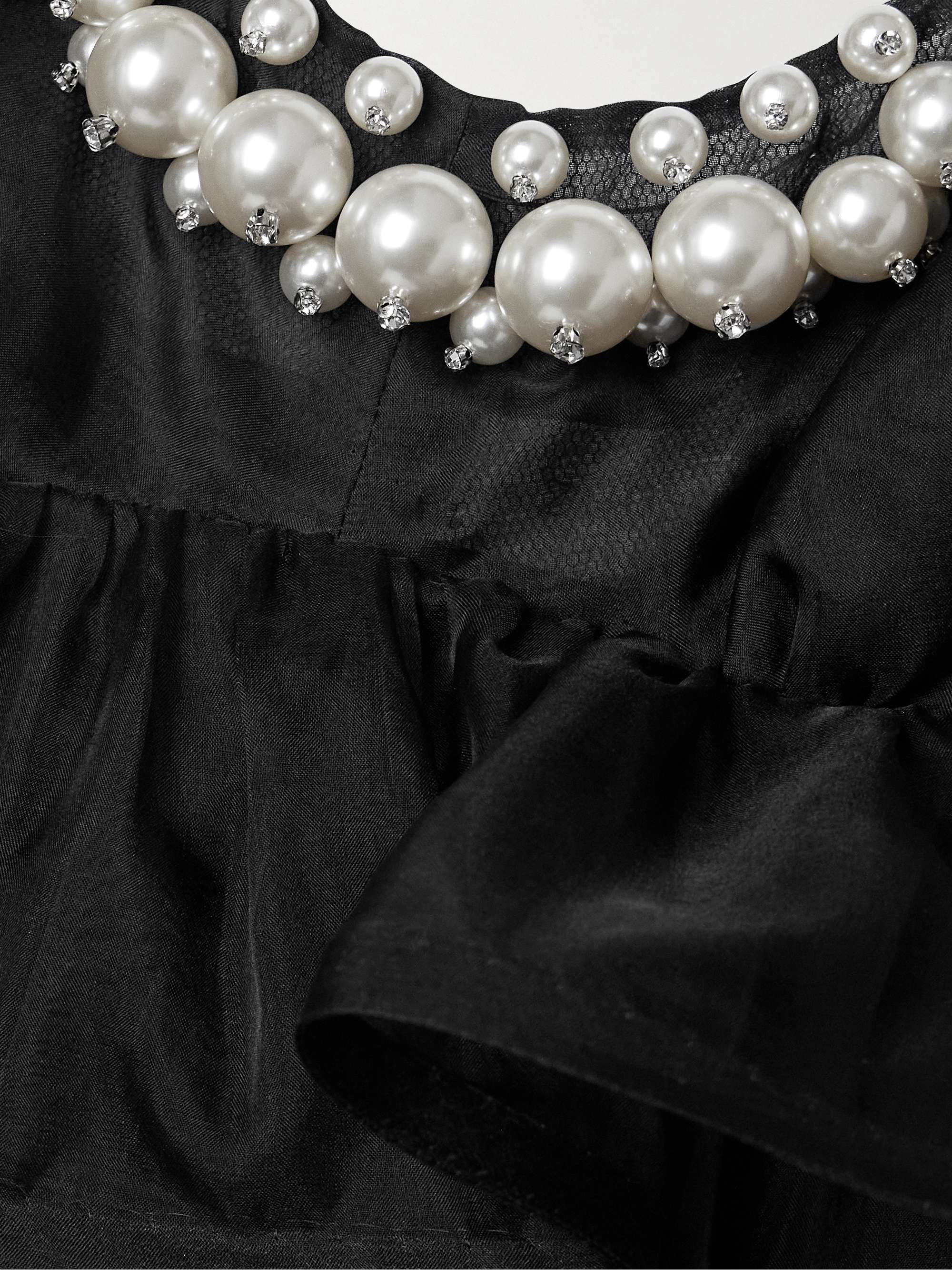 Crush embellished ruffled silk-organza gown view