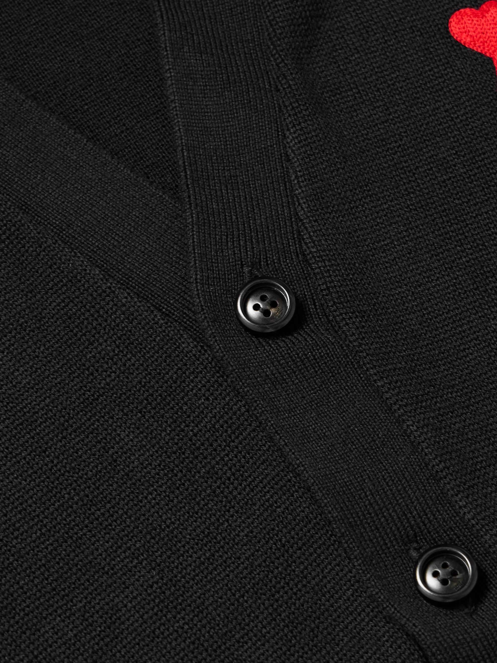 Logo-Embroidered Virgin Wool Cardigan view