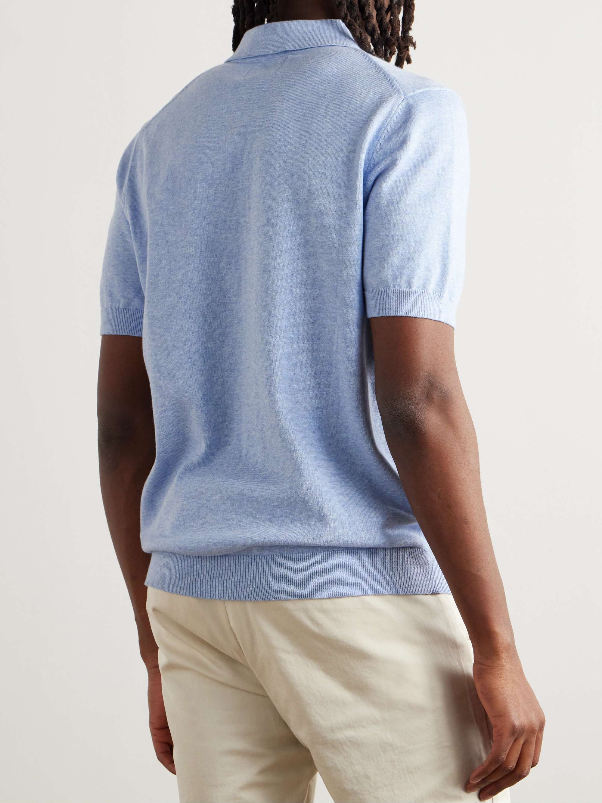 Thor Pointelle-Knit Organic Cotton Polo Shirt view