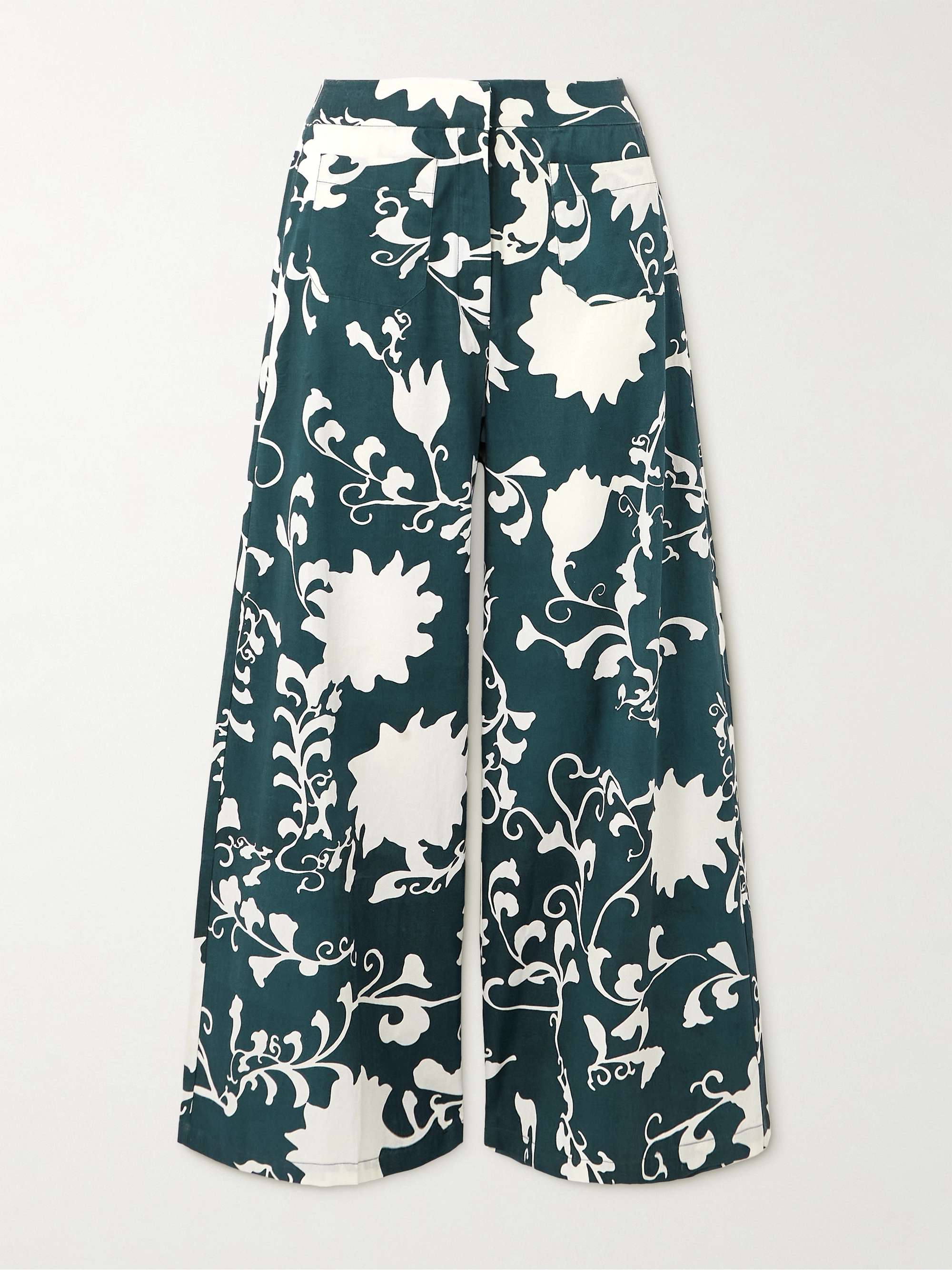 Adele floral-print cotton wide-leg pants view