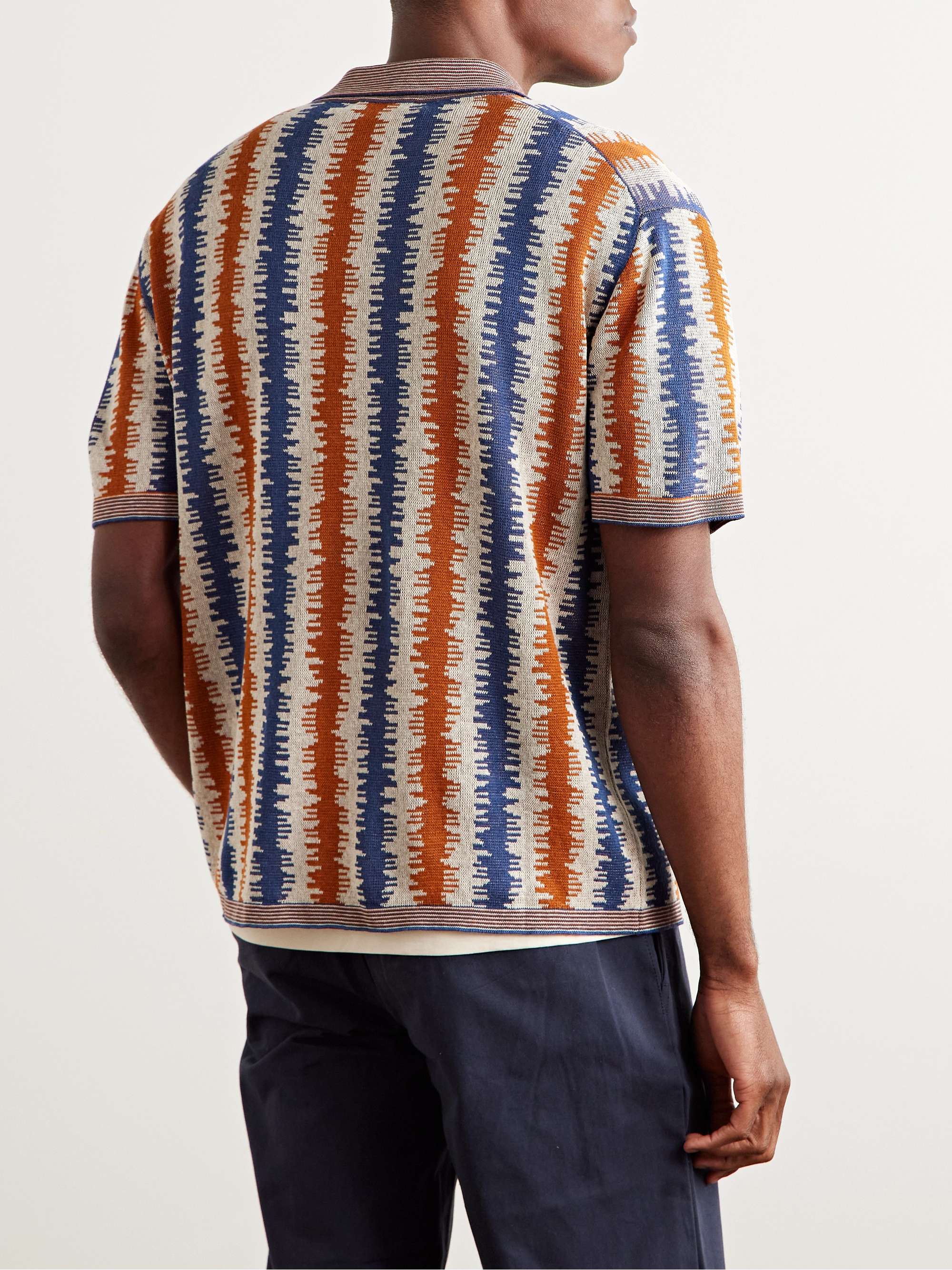 Striped Silk and Linen-Blend Jacquard Shirt view