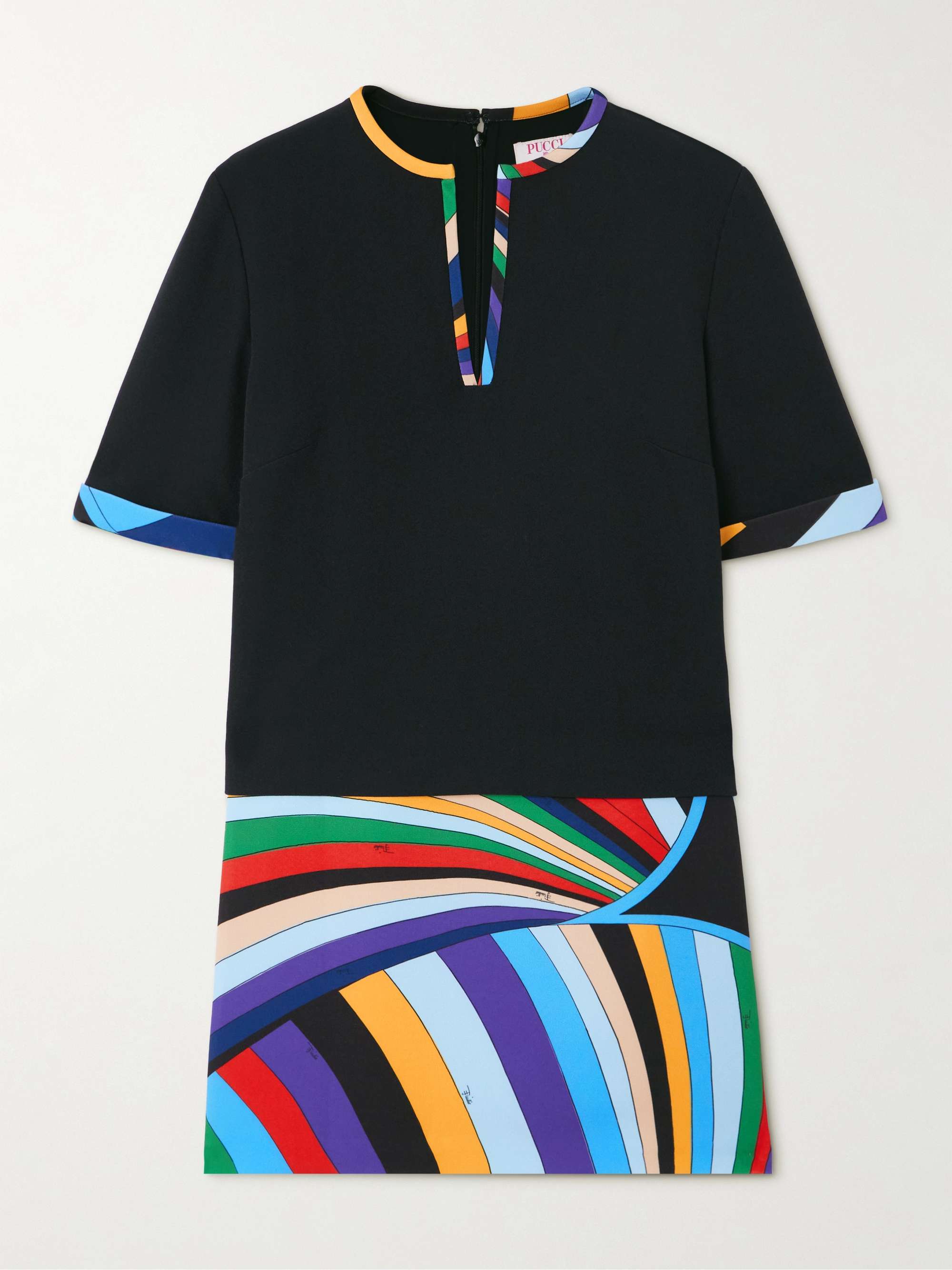 Paneled printed cady mini dress view