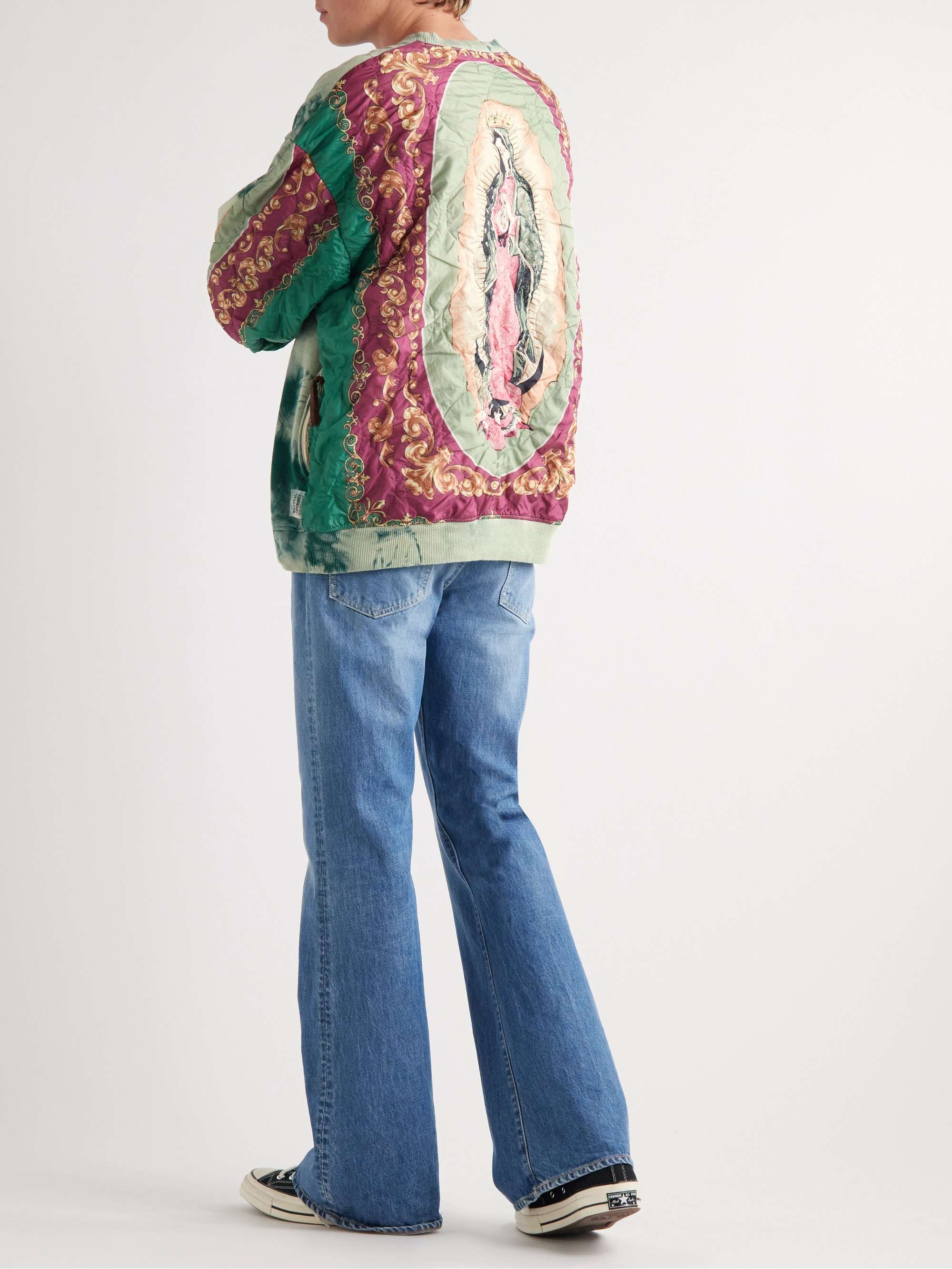 Tie-Dyed Cotton-Jersey and Printed Quilted Shell Sweatshirt view