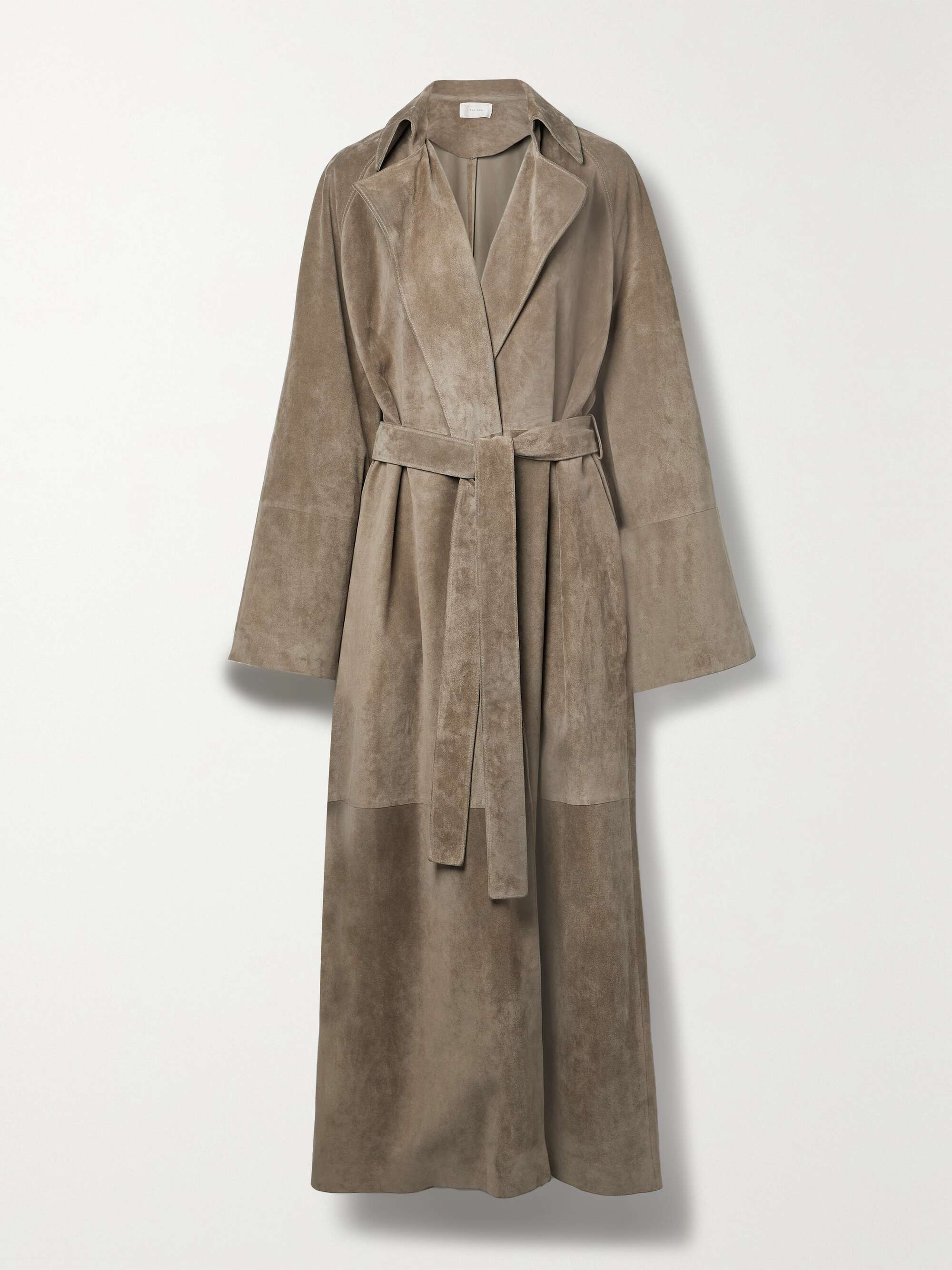 Poseidone oversized belted suede coat view