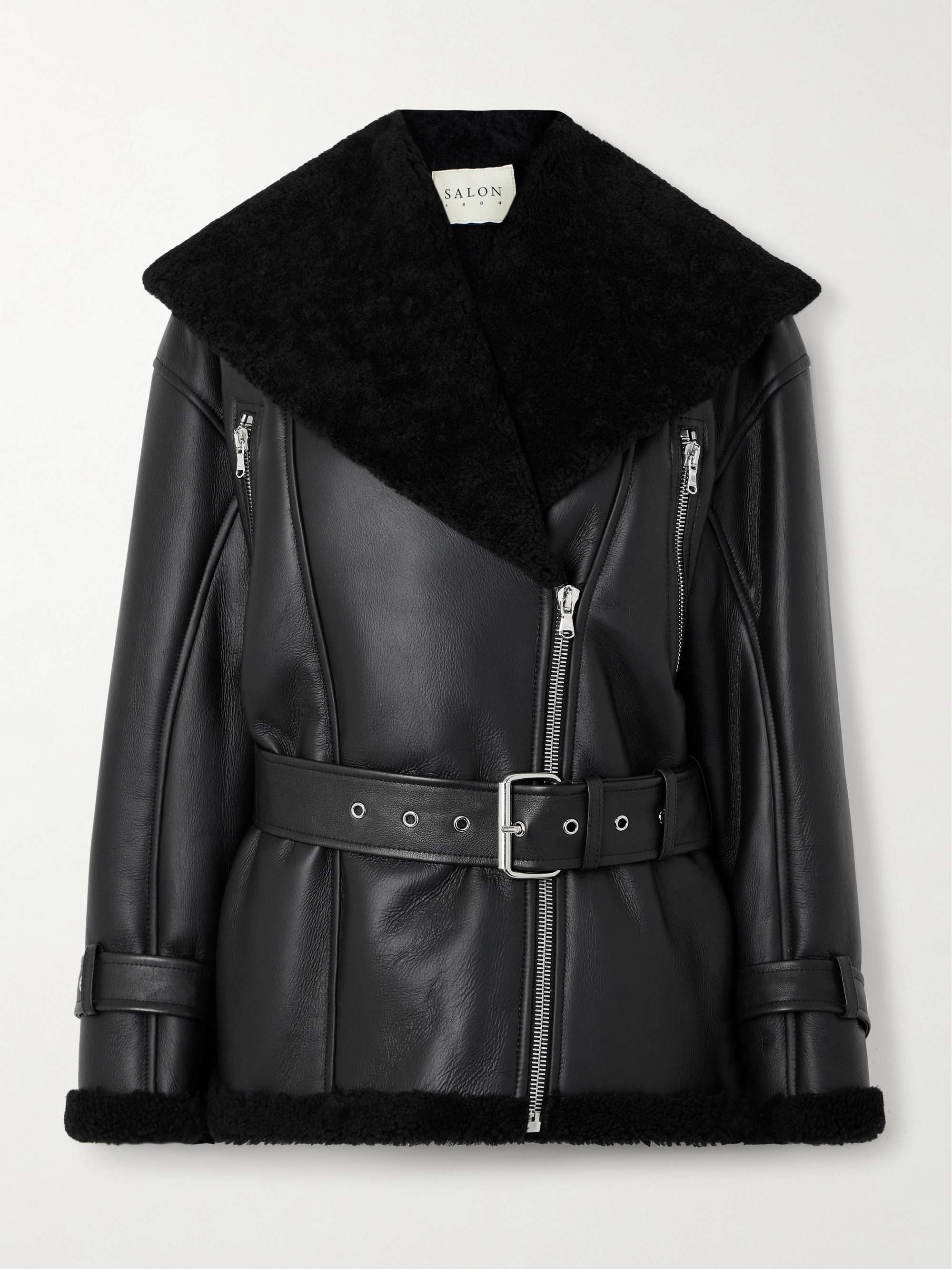 Marcelle belted shearling jacket view