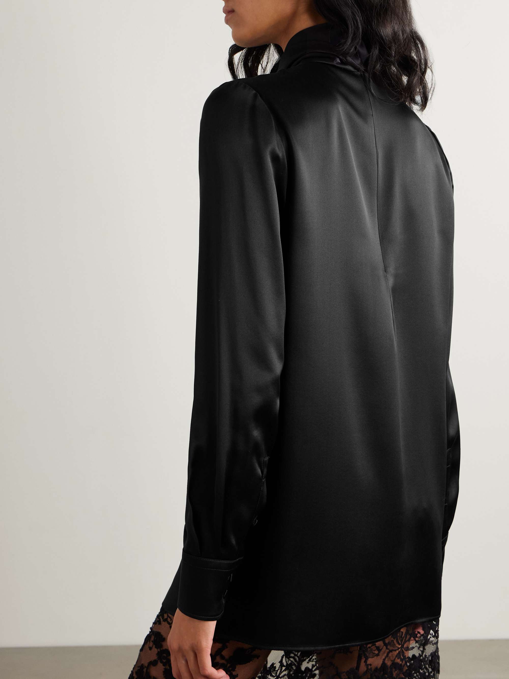 Silk-satin turtleneck top view