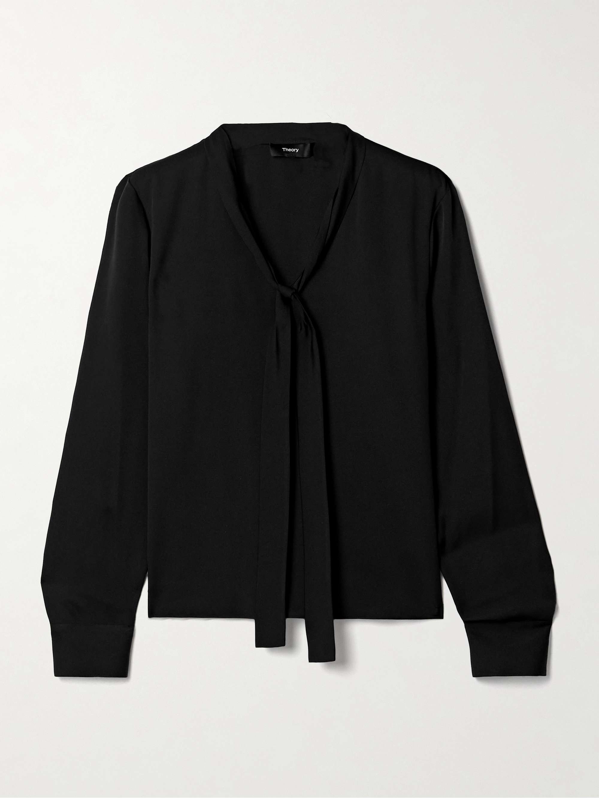 Tie-neck silk crepe de chine blouse view