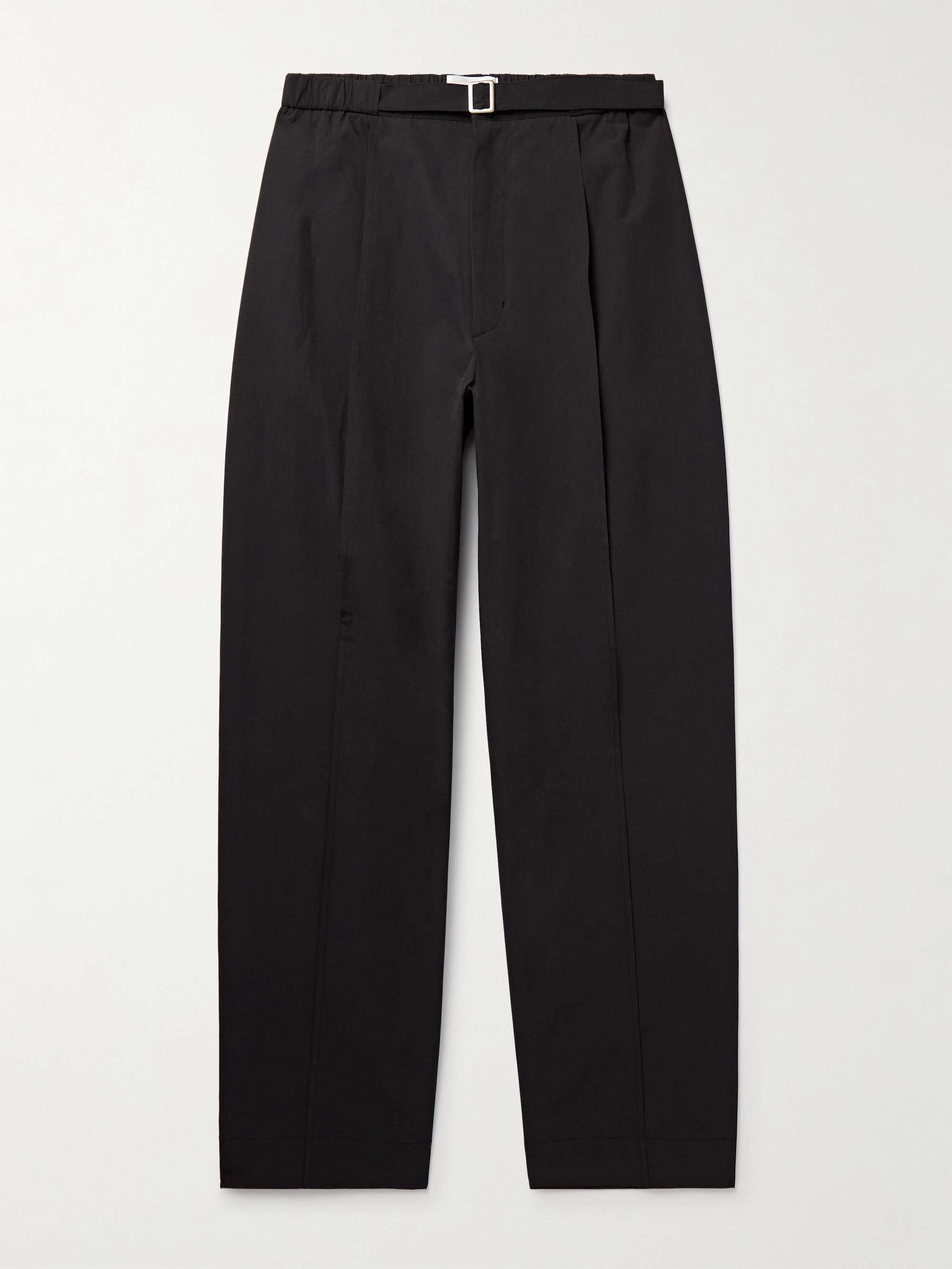 Straight-Leg Belted Pleated Poplin Trousers view