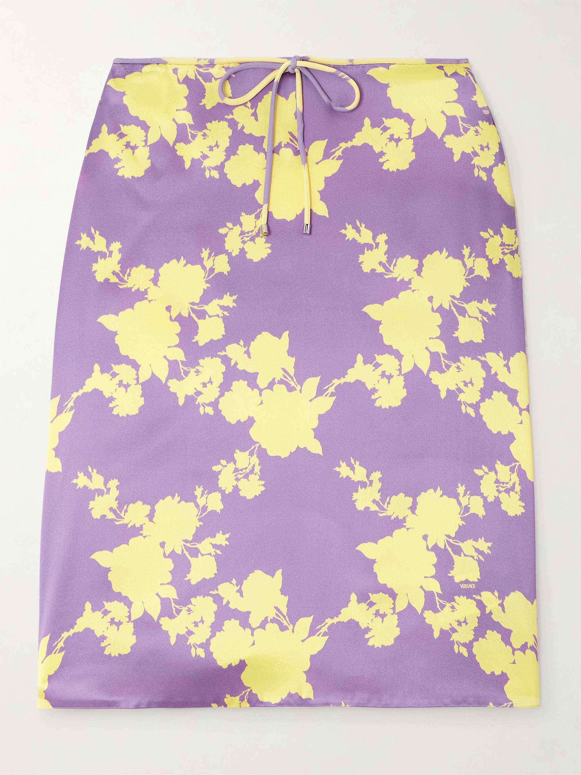 Floral-print silk-satin midi skirt view