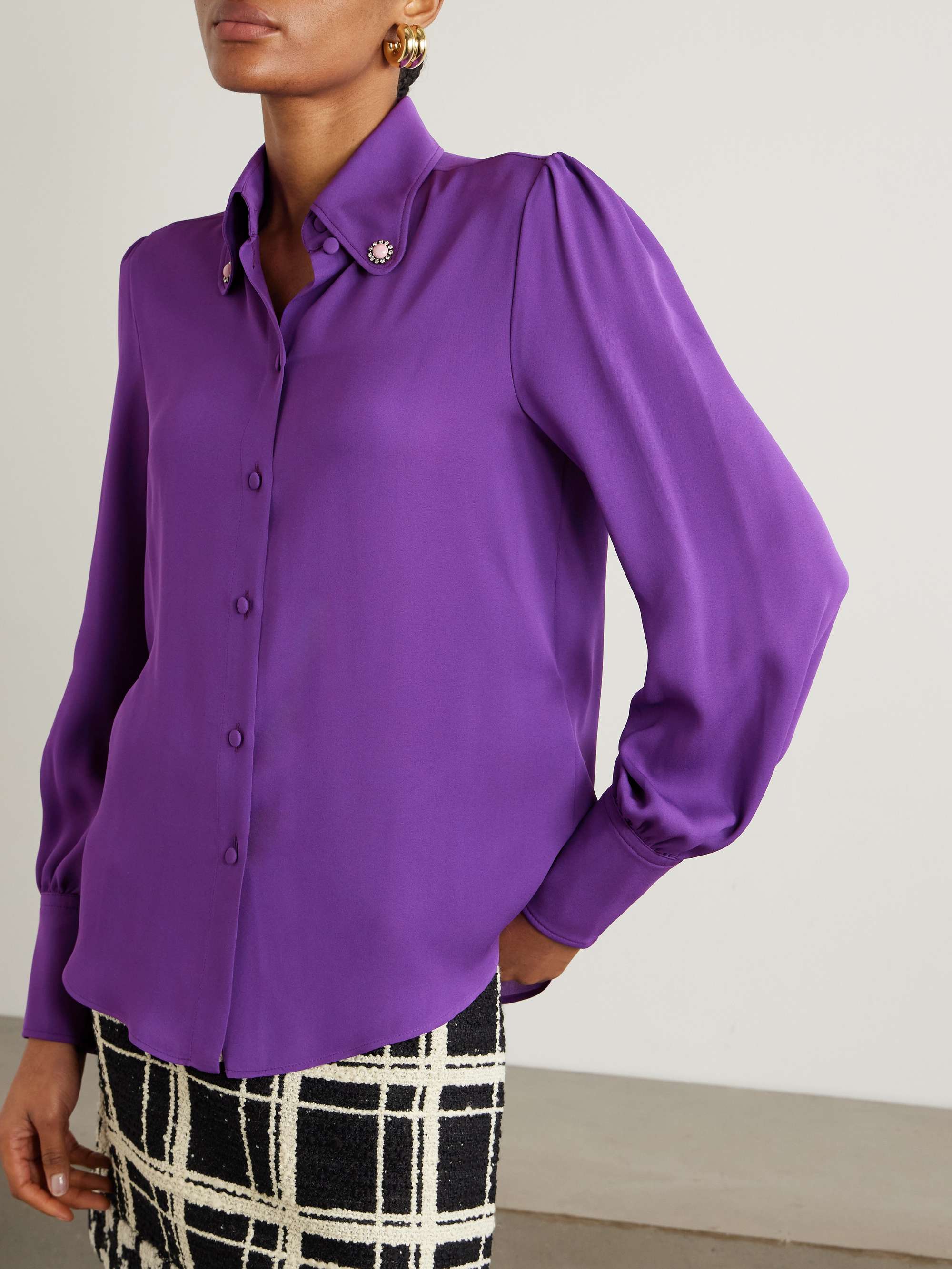 Embellished silk-georgette shirt view