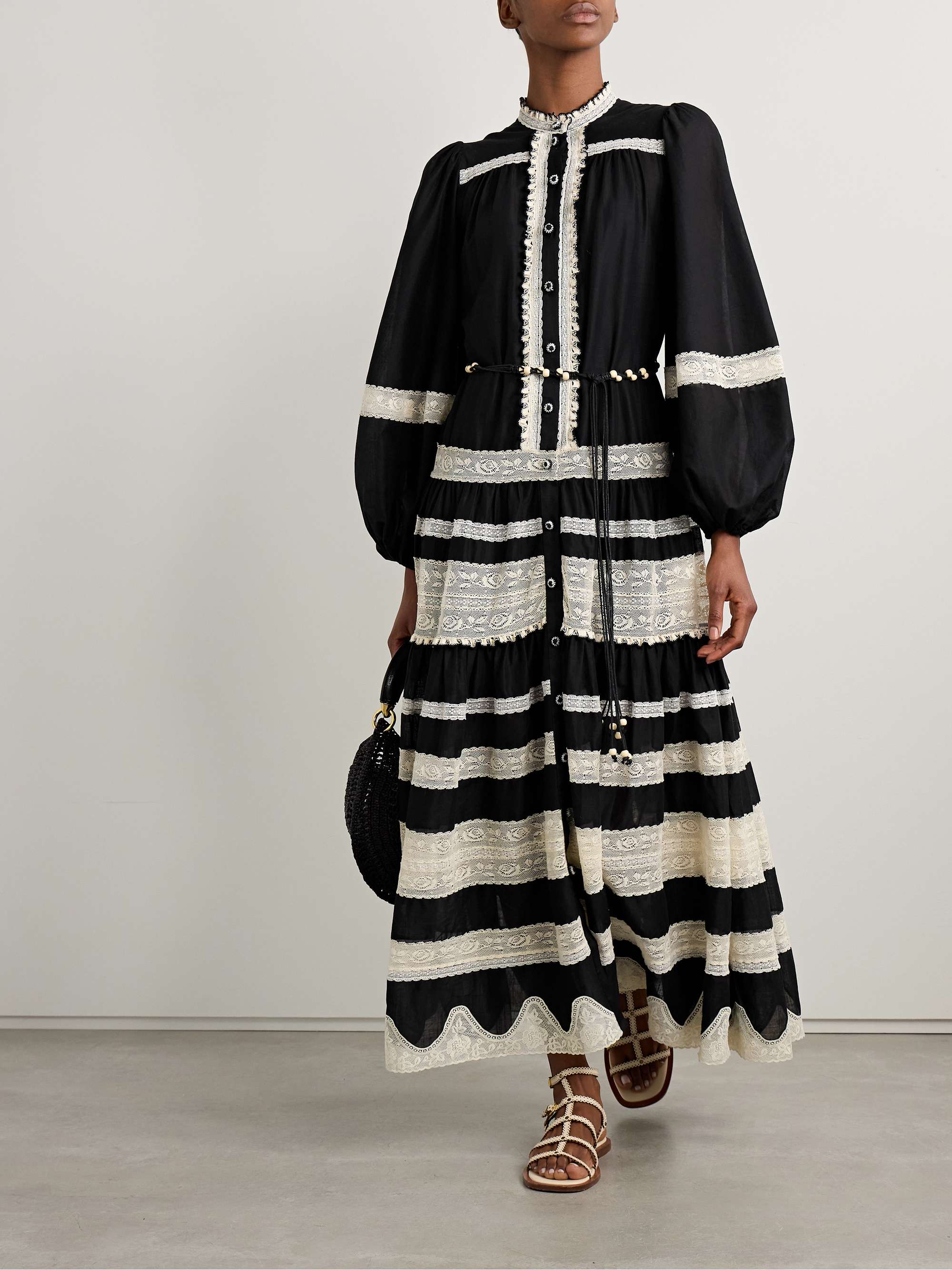 Rhiannon belted cotton-voile and lace maxi dress view