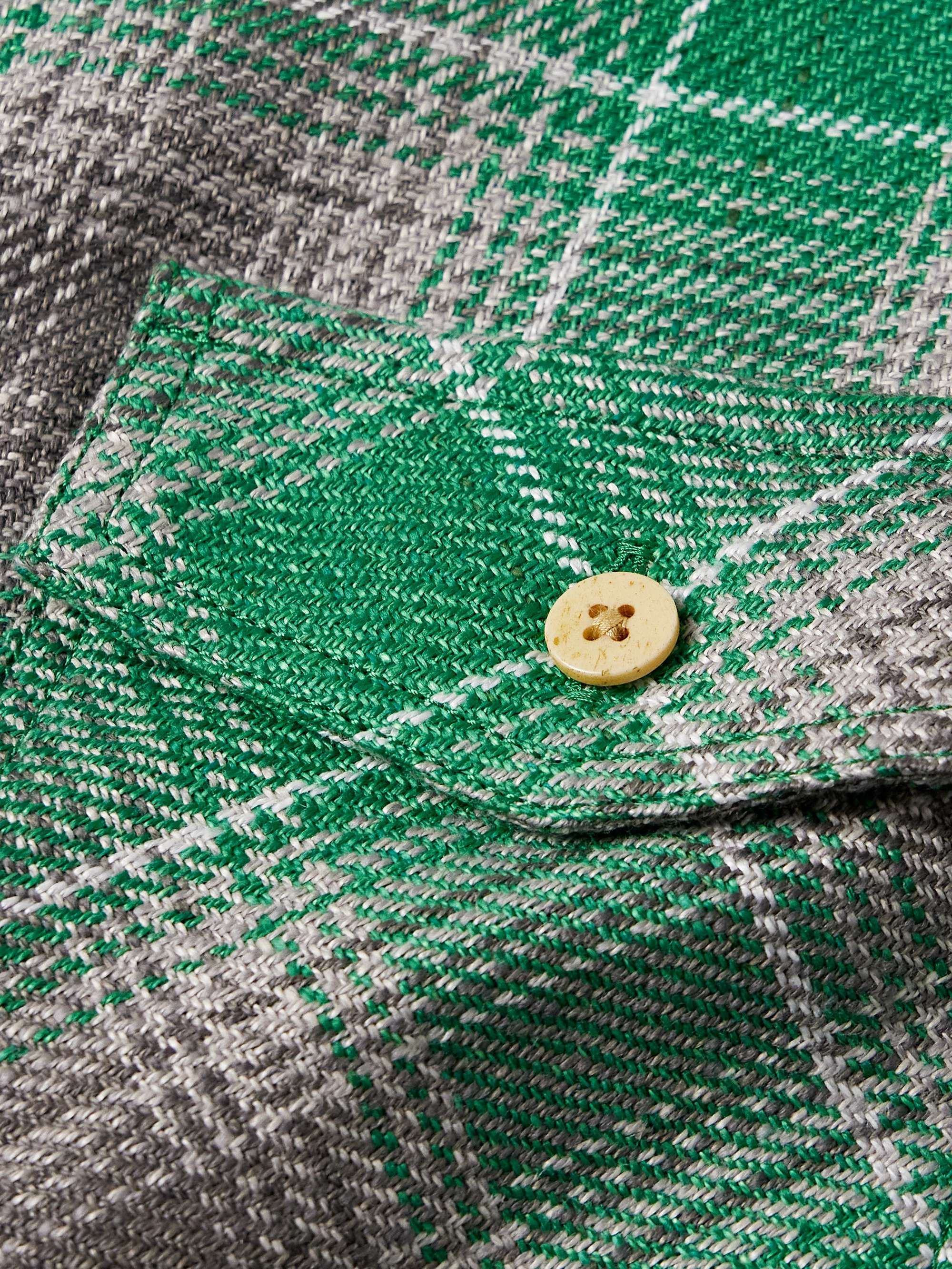 Checked Wool and Linen-Blend Flannel Shirt view