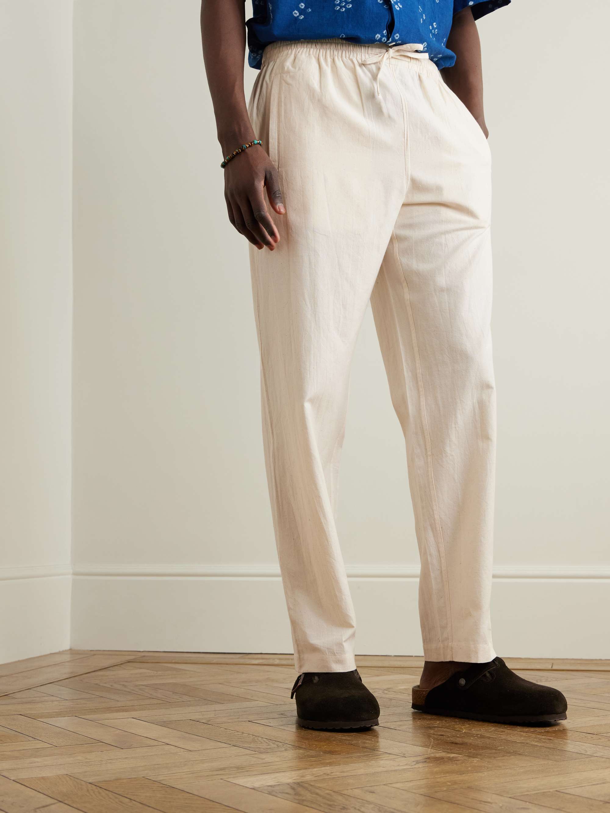 Roy Straight-Leg Cotton-Khadi Drawstring Trousers view