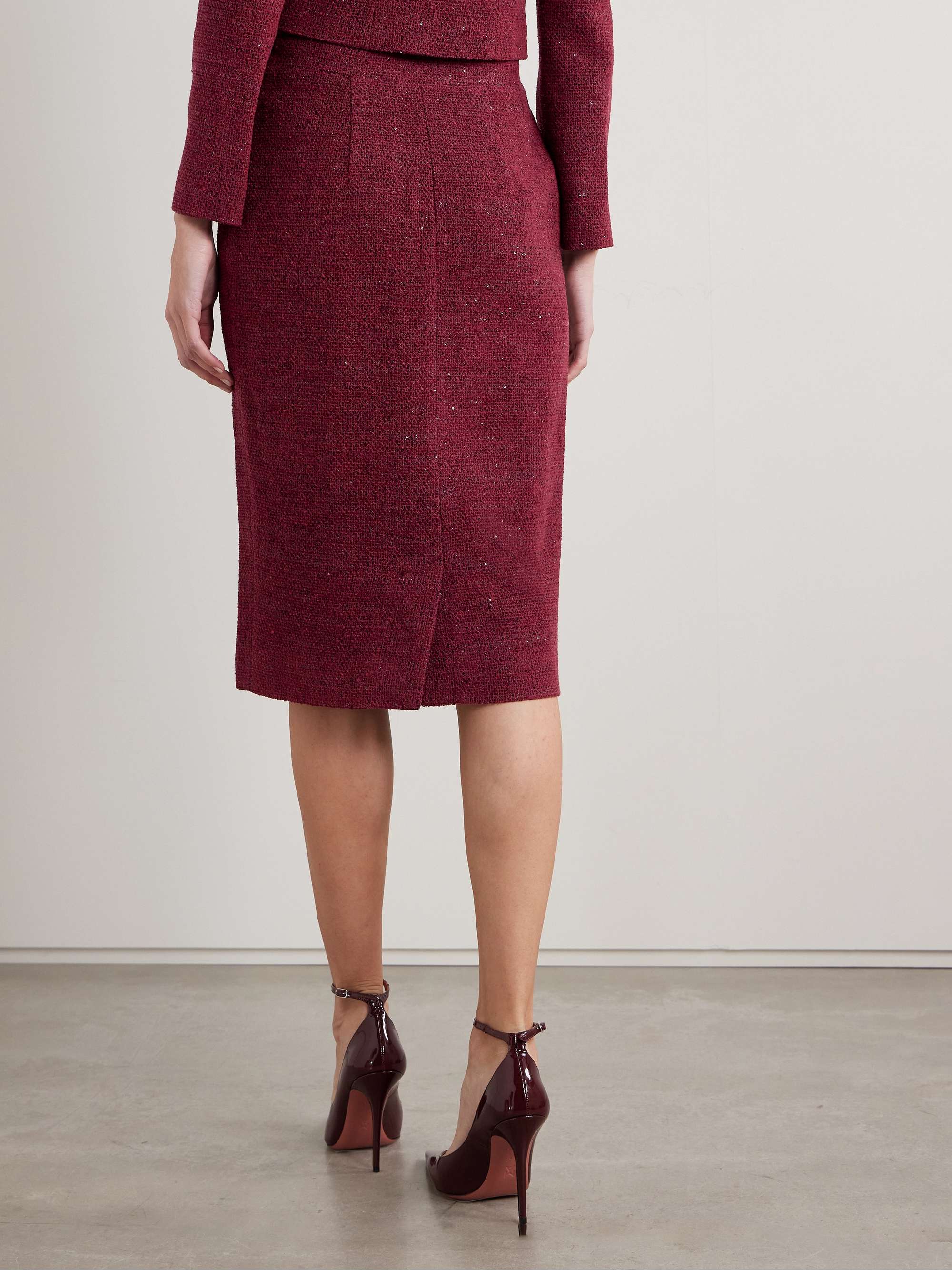Sequin-embellished tweed skirt view