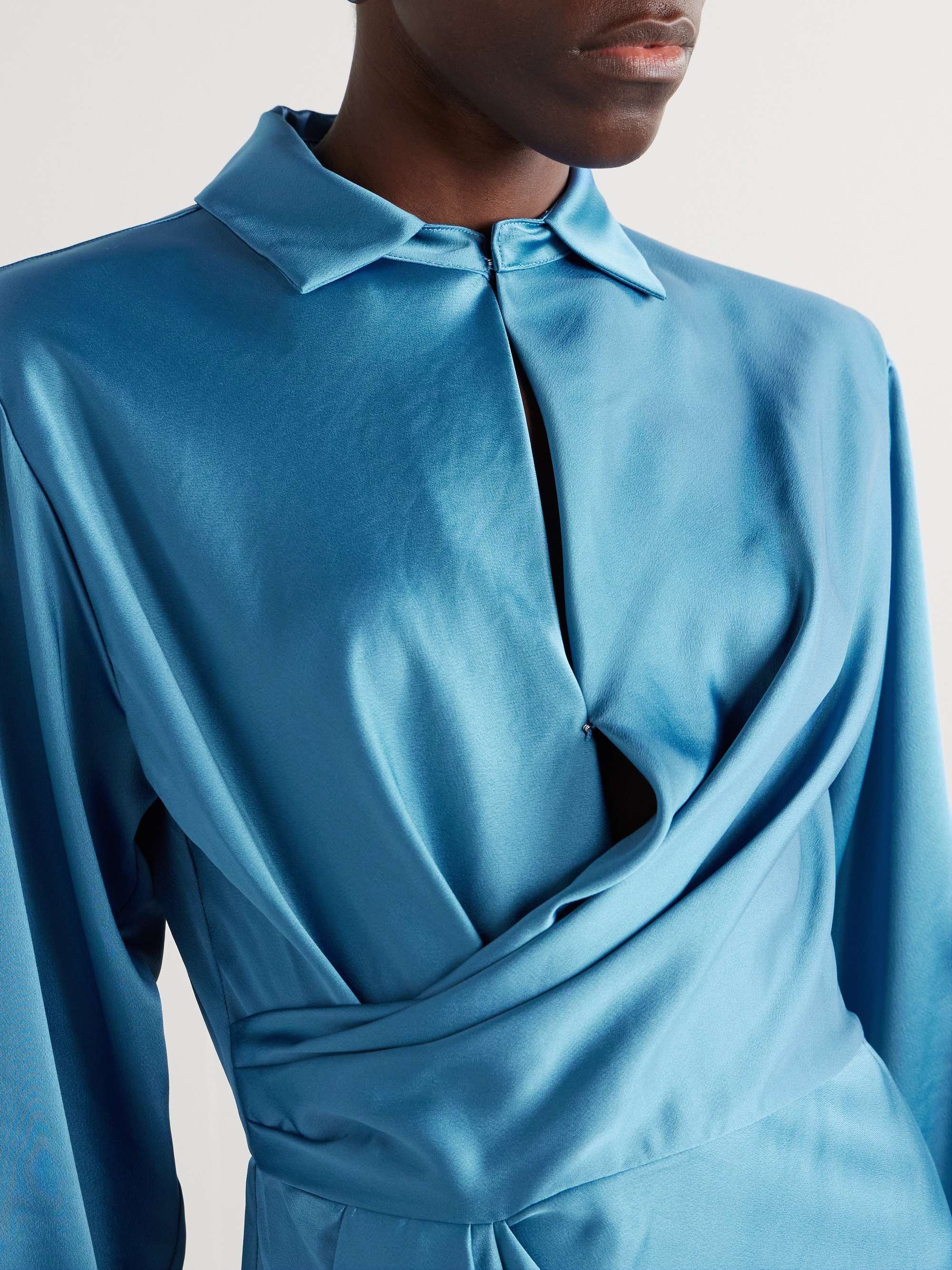 Talit wrap-effect draped satin mini dress view