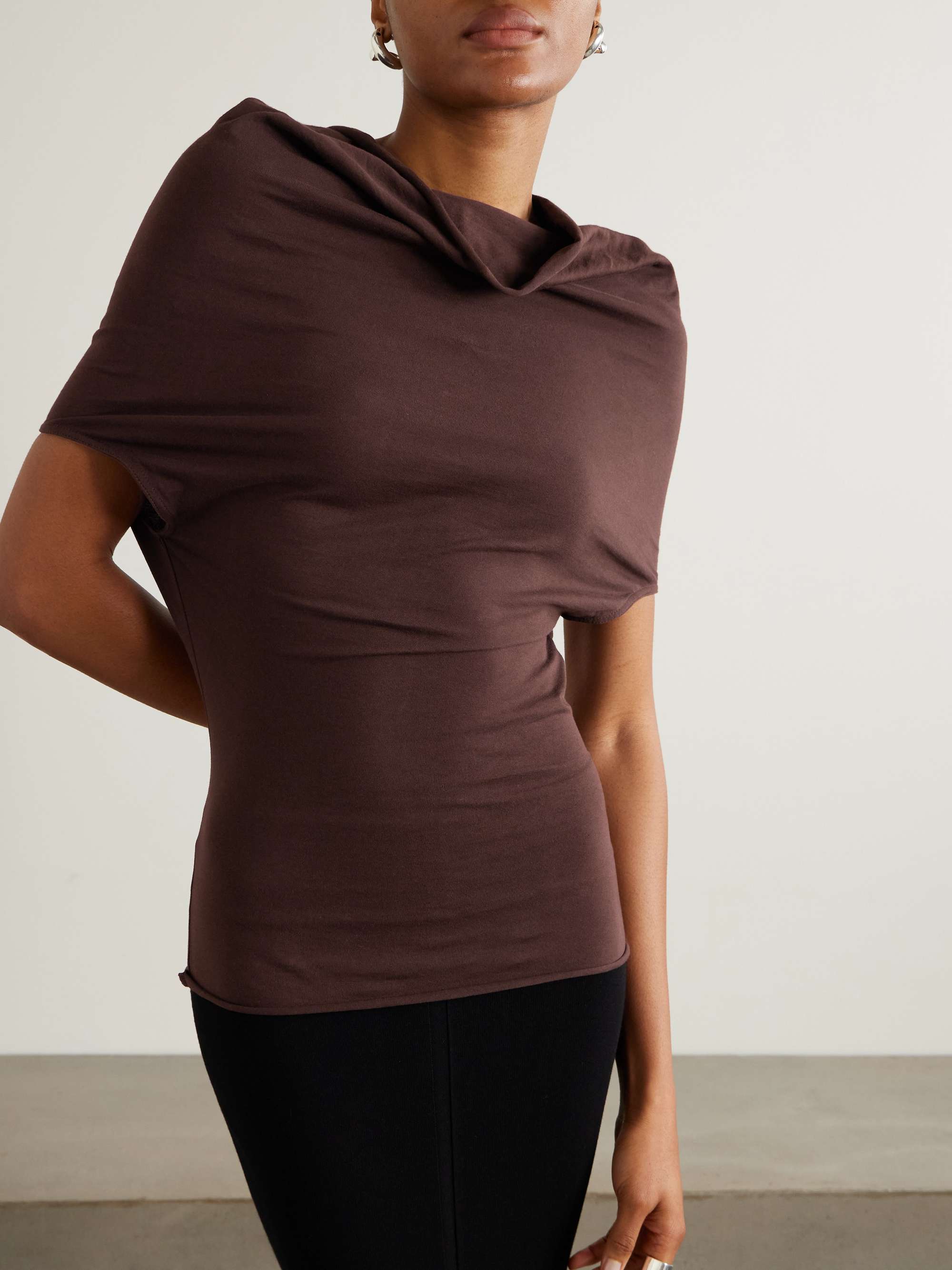 Draped cotton-jersey T-shirt view