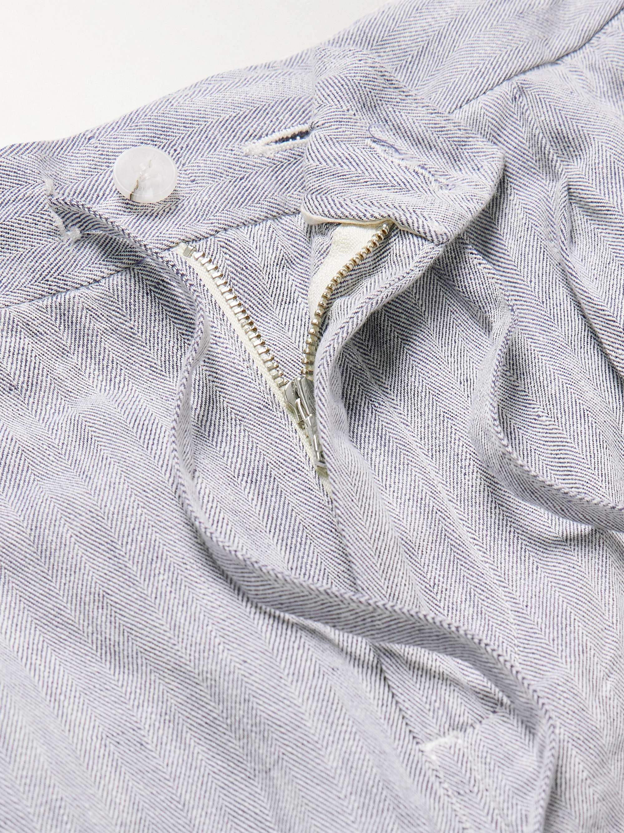 Rui Wide-Leg Herringbone Cotton and Linen-Blend Drawstring Shorts view