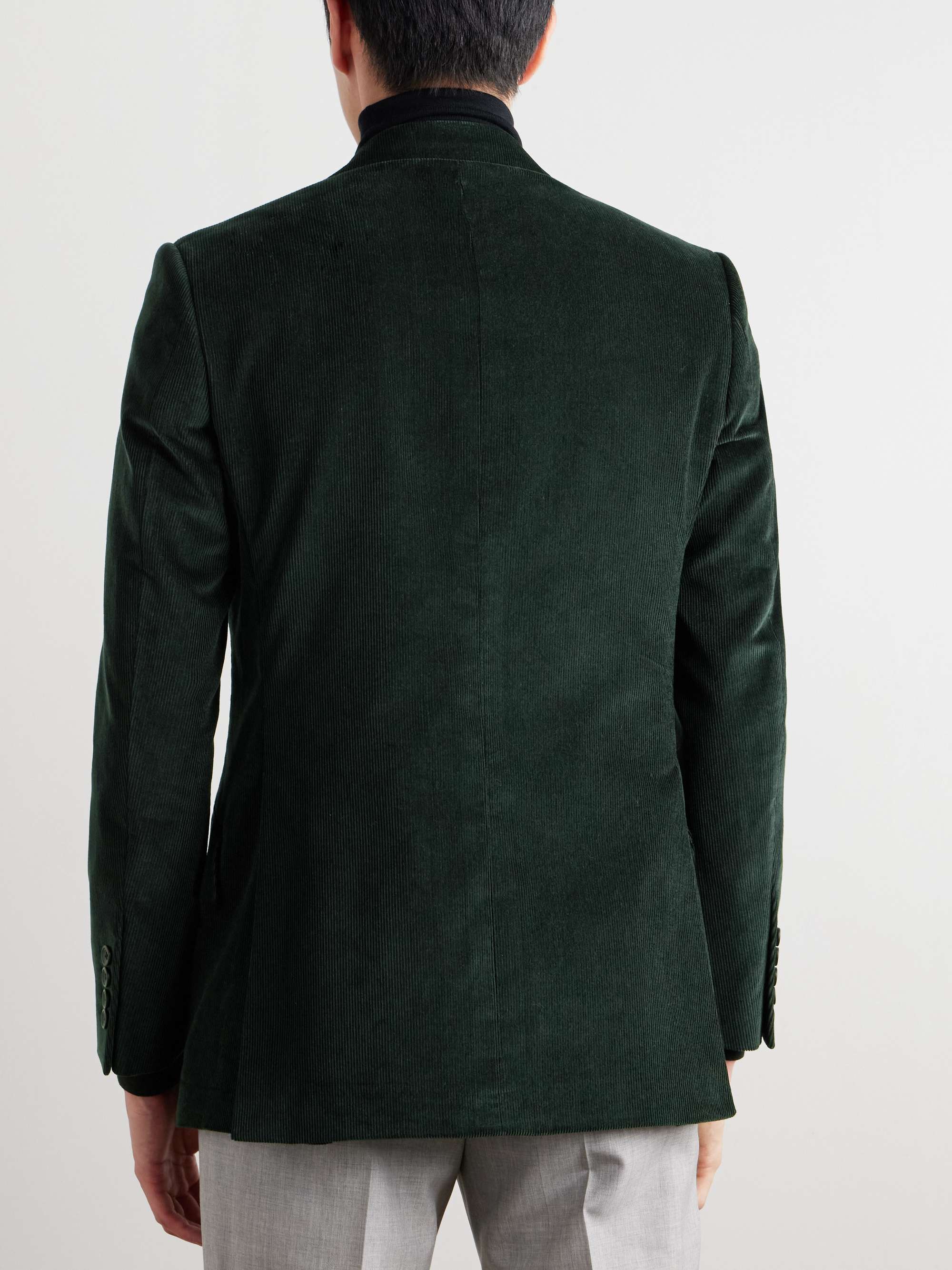 Slim-Fit Double-Breasted Cotton-Corduroy Blazer view