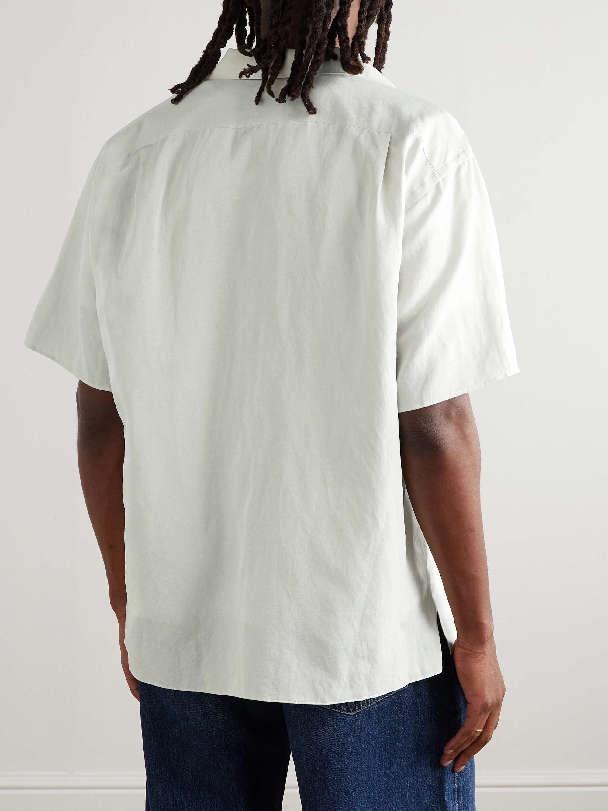 Convertible-Collar Silk and Linen-Blend Shirt view
