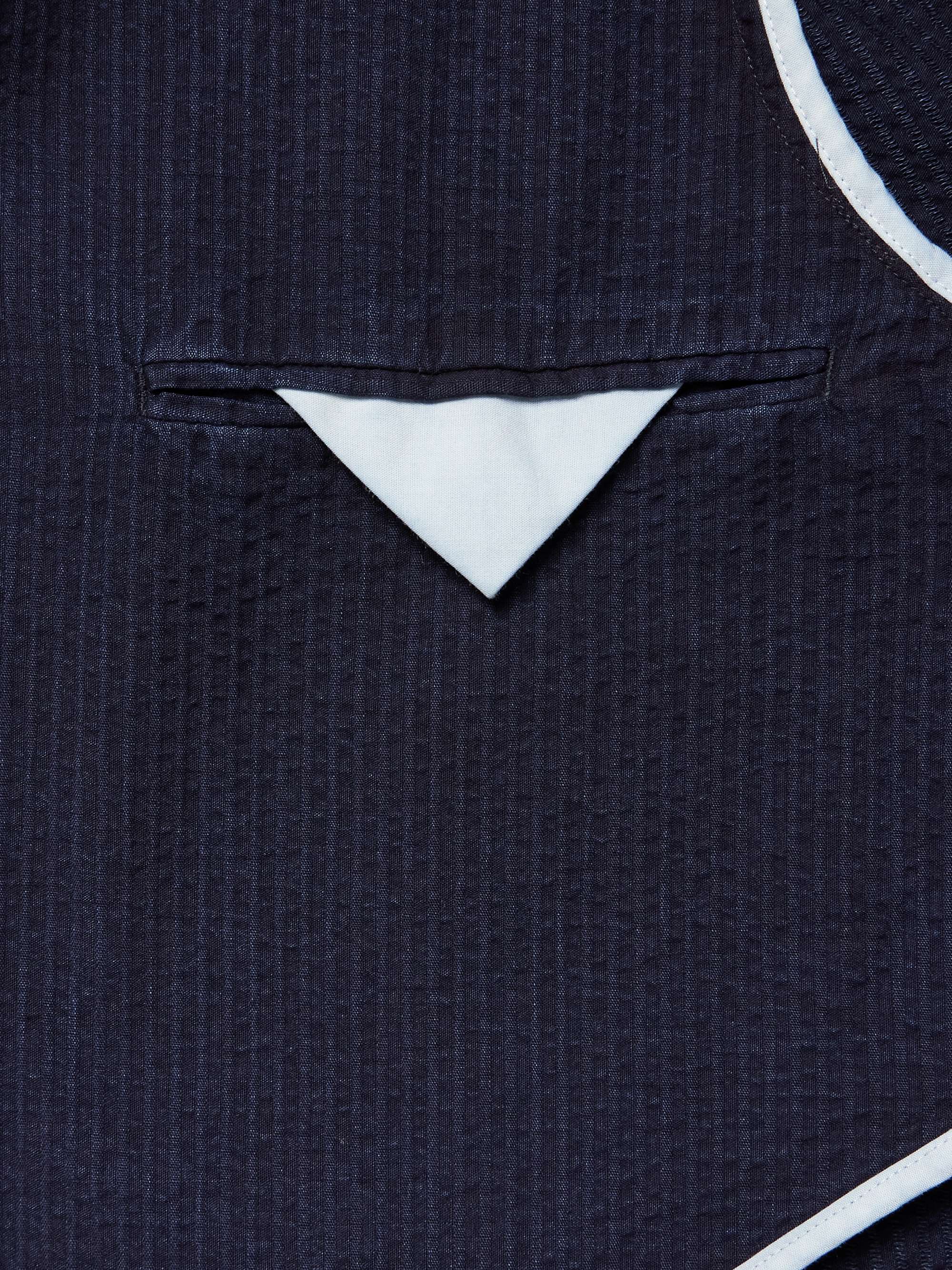 Laurel Slim-Fit Indigo-Dyed Cotton-Seersucker Suit Jacket view