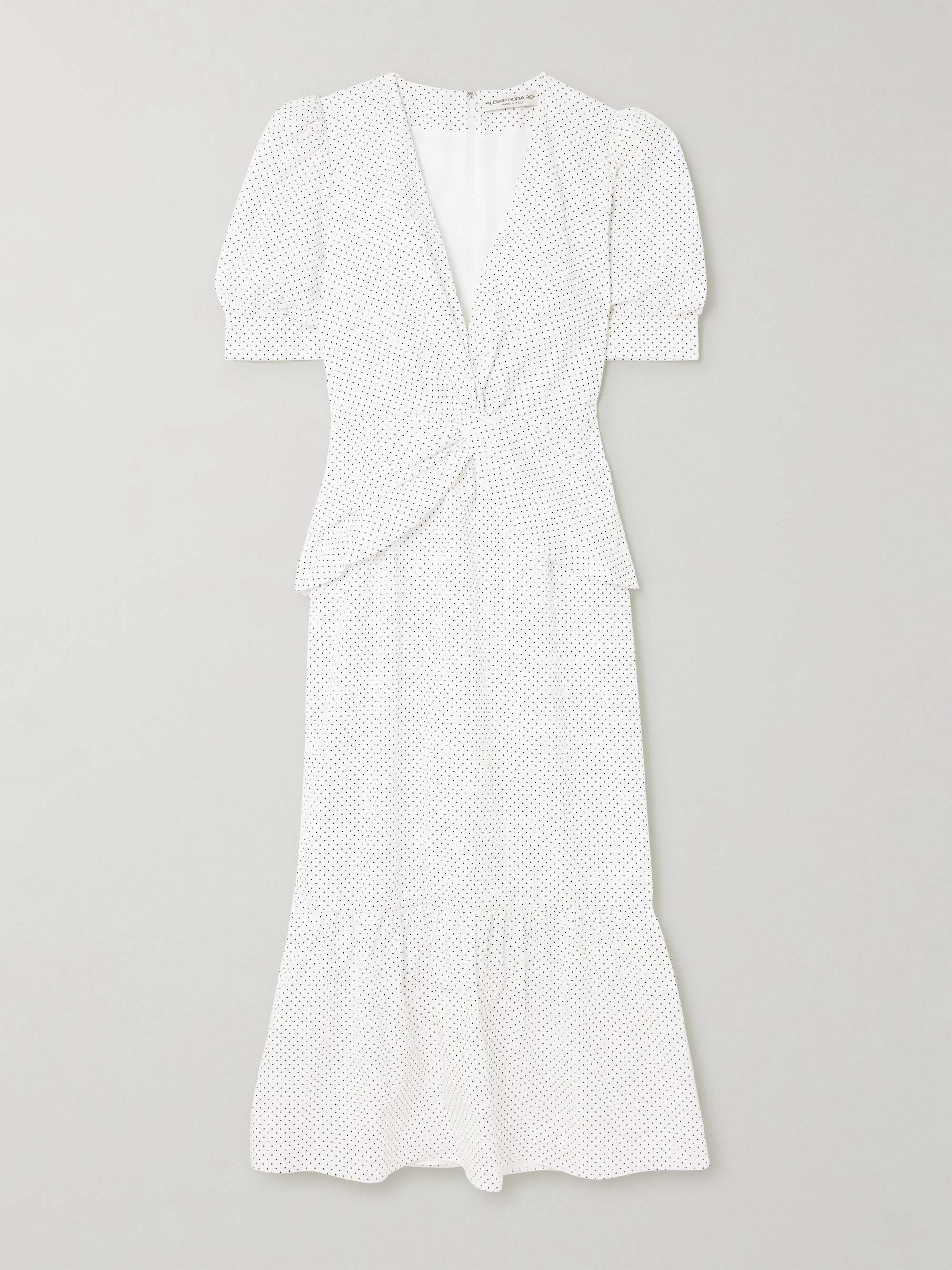 Twist-front gathered printed cotton-poplin midi dress view