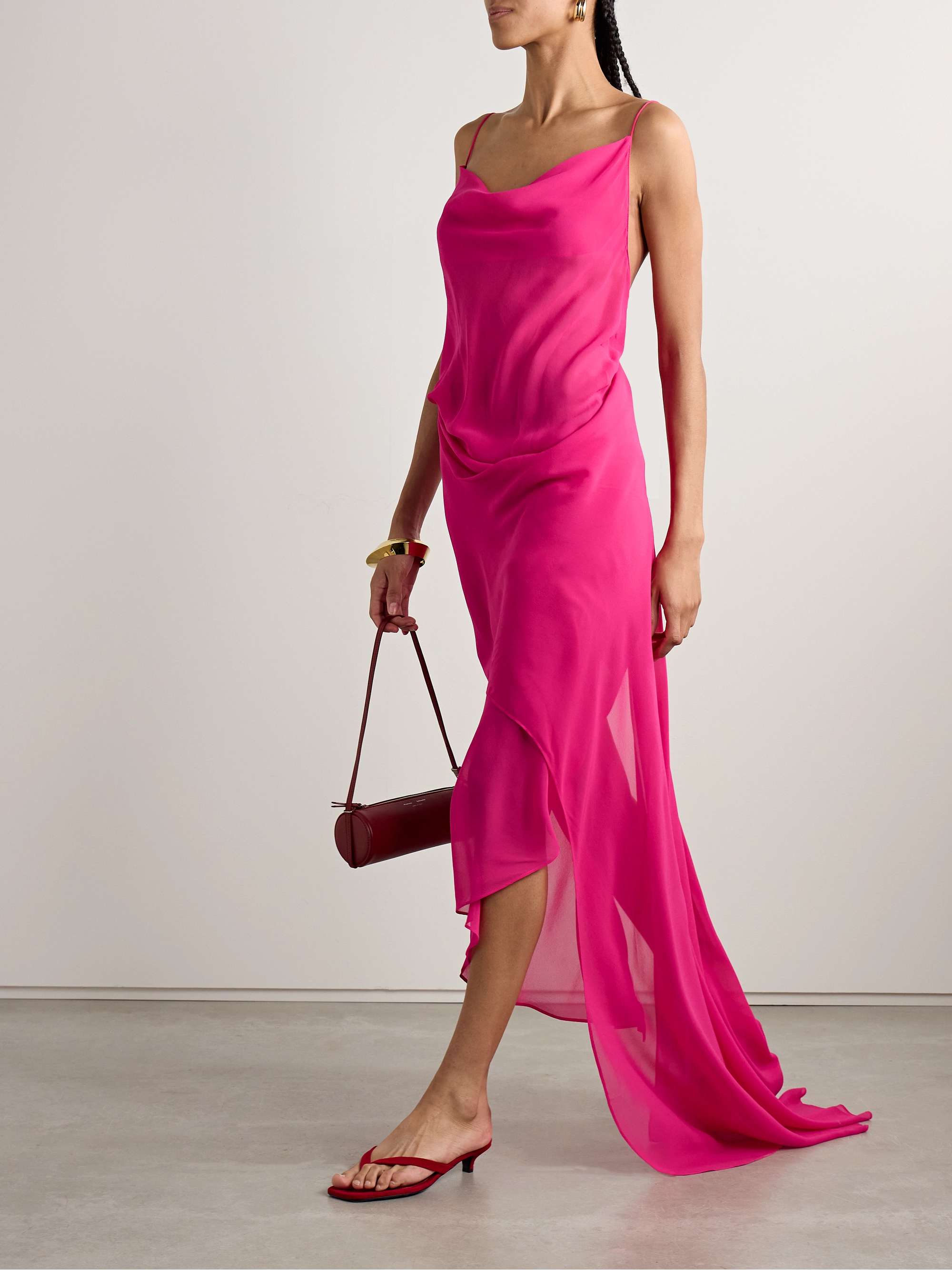 Draped silk-georgette gown view