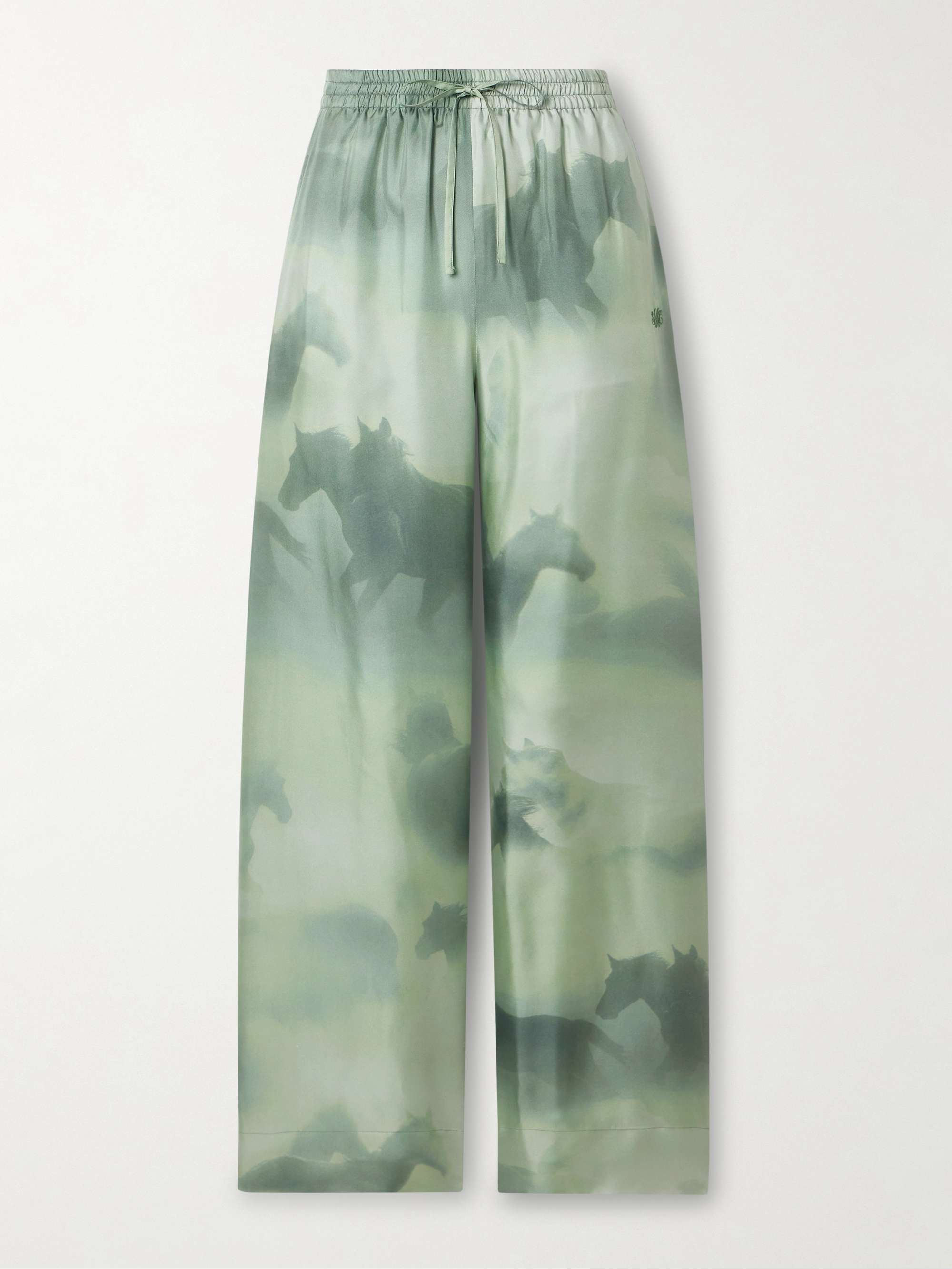 Printed organic silk-twill pants view