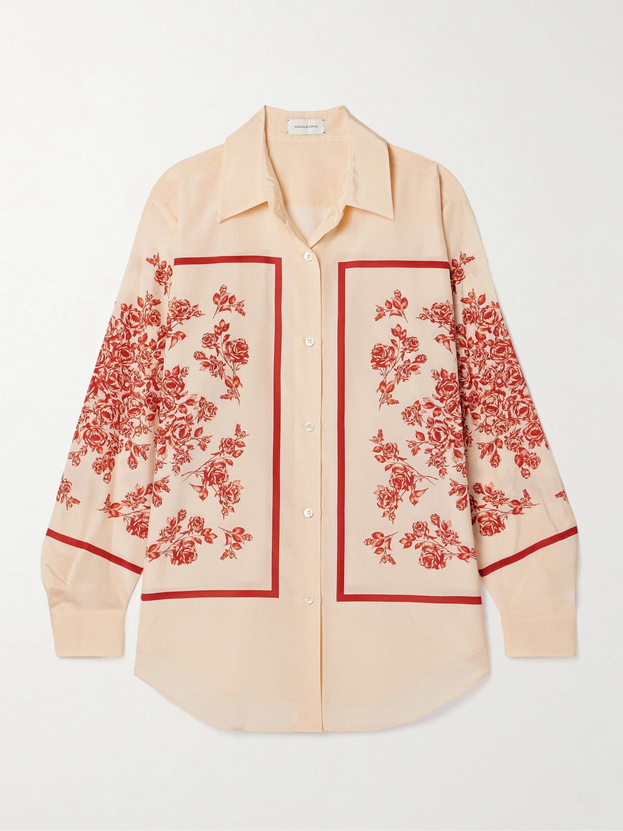 Printed silk and cotton-blend shirt view