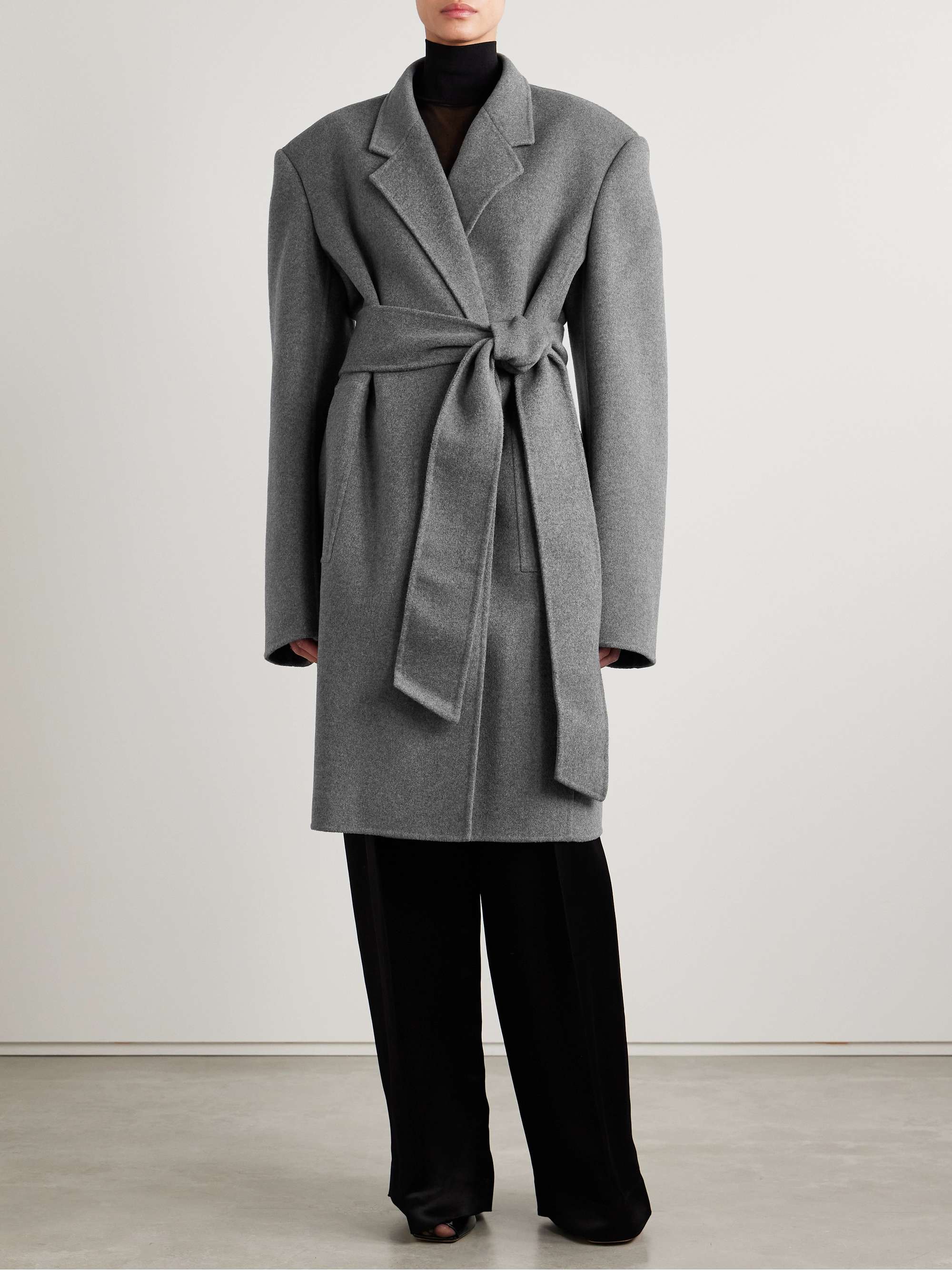 Annly belted wool-felt coat view