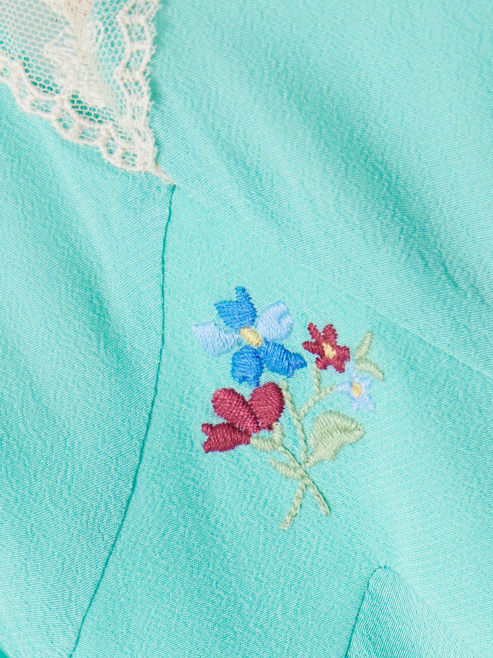 Lucie lace-trimmed embroidered crepe de chine midi dress view