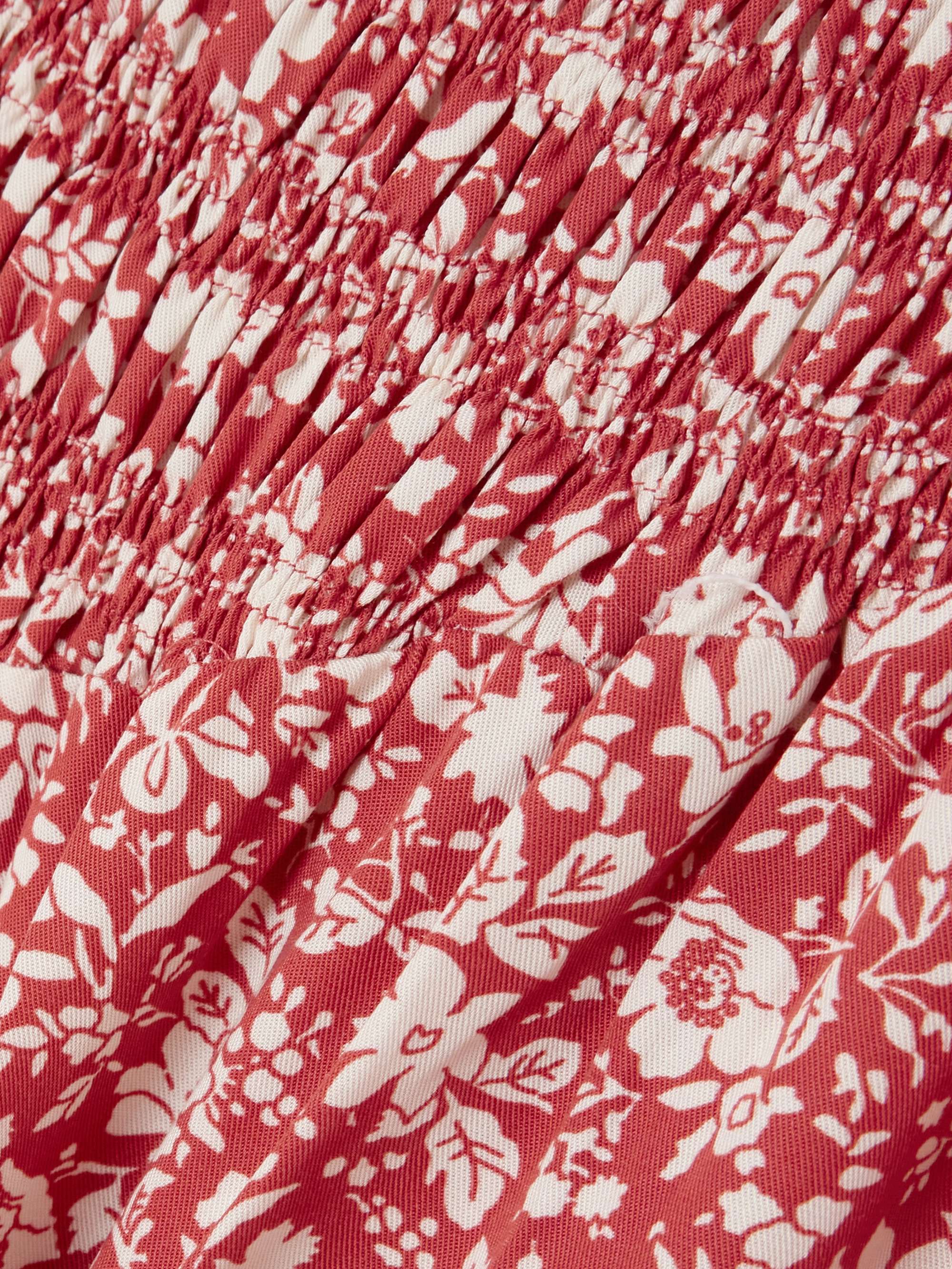 Ninfa shirred lace-trimmed floral-print Lyocell midi skirt view