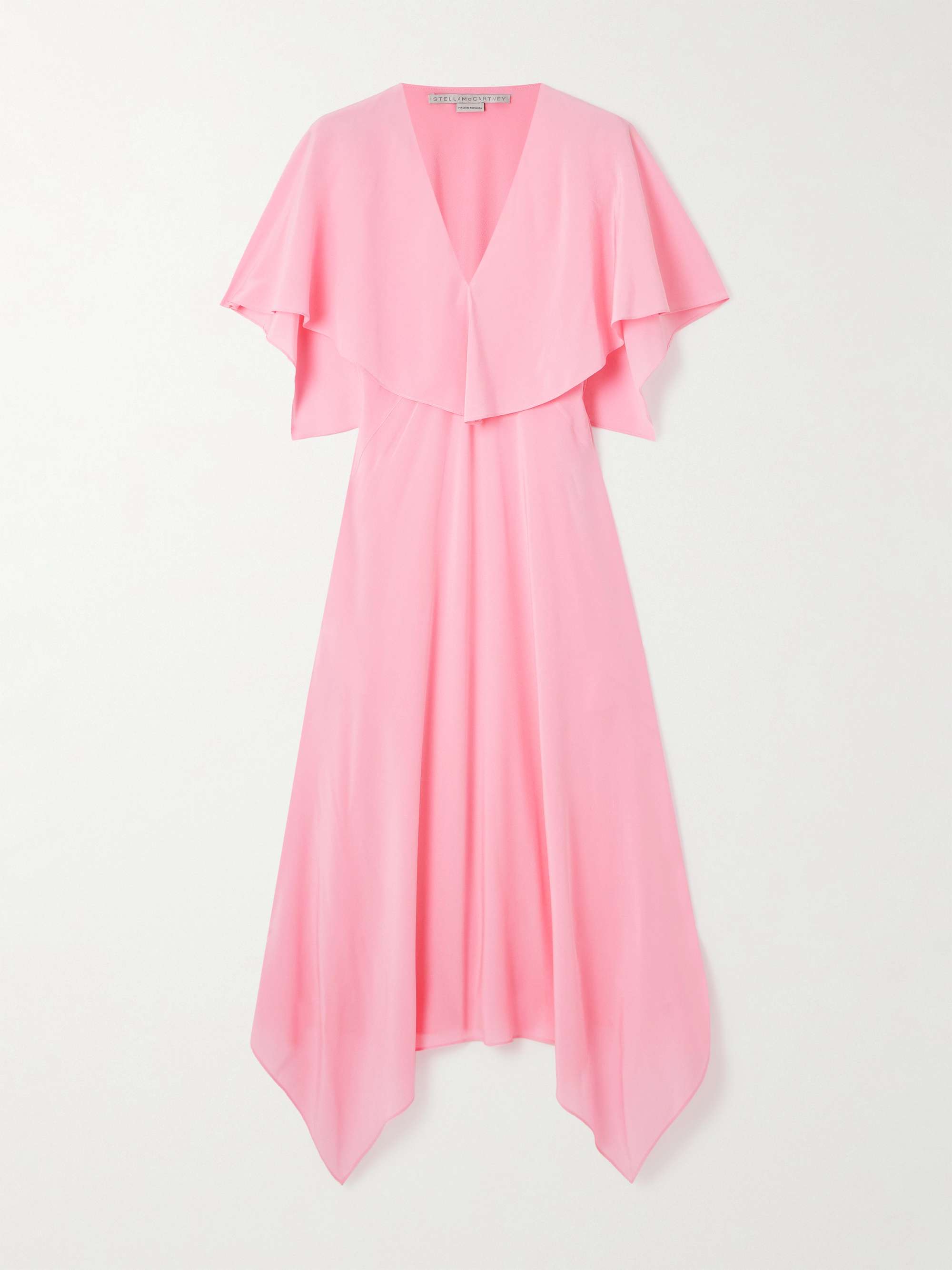 Asymmetric draped silk-crepe midi dress view