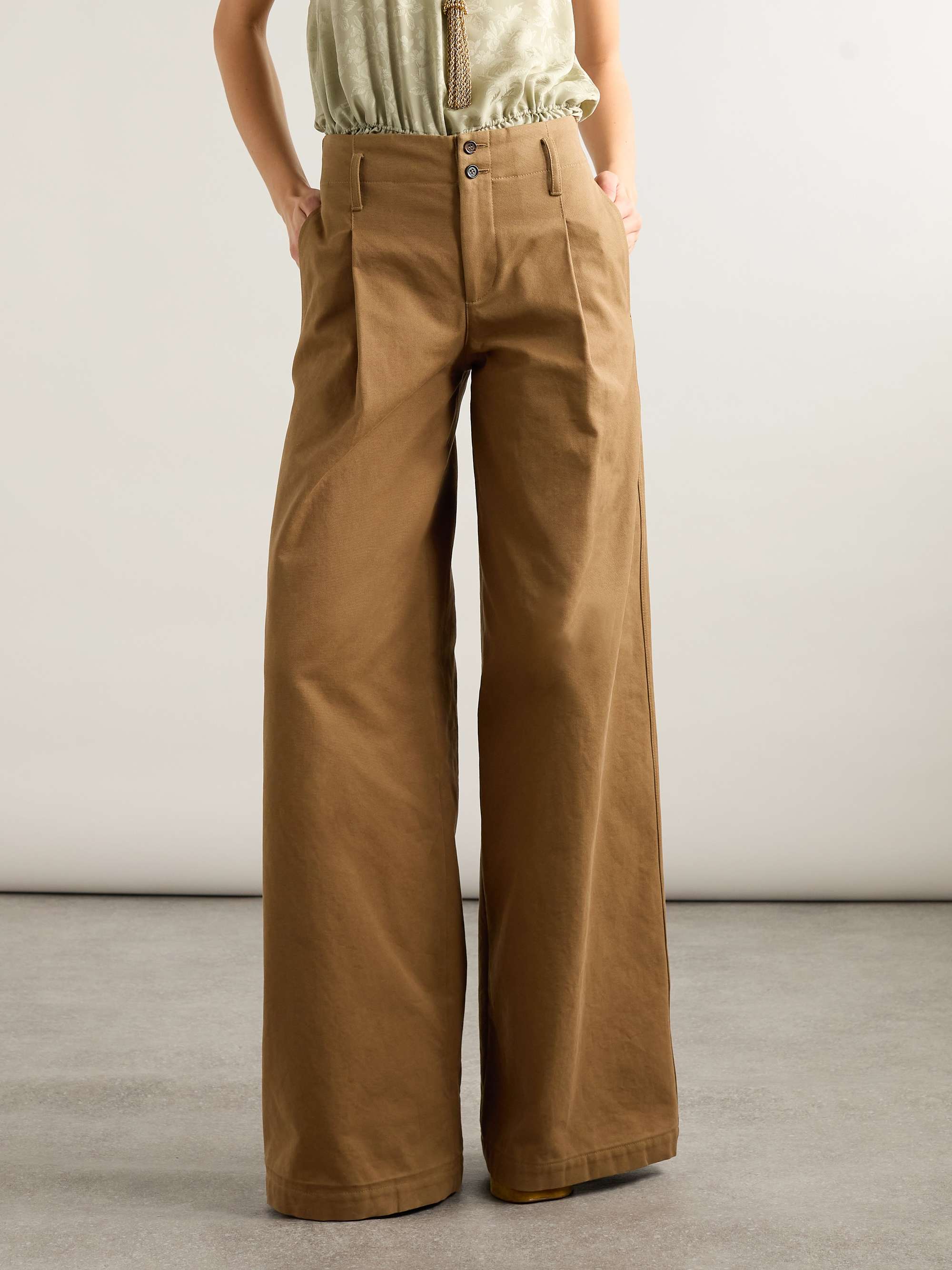 Pleated garment-dyed cotton-canvas straight-leg pants view
