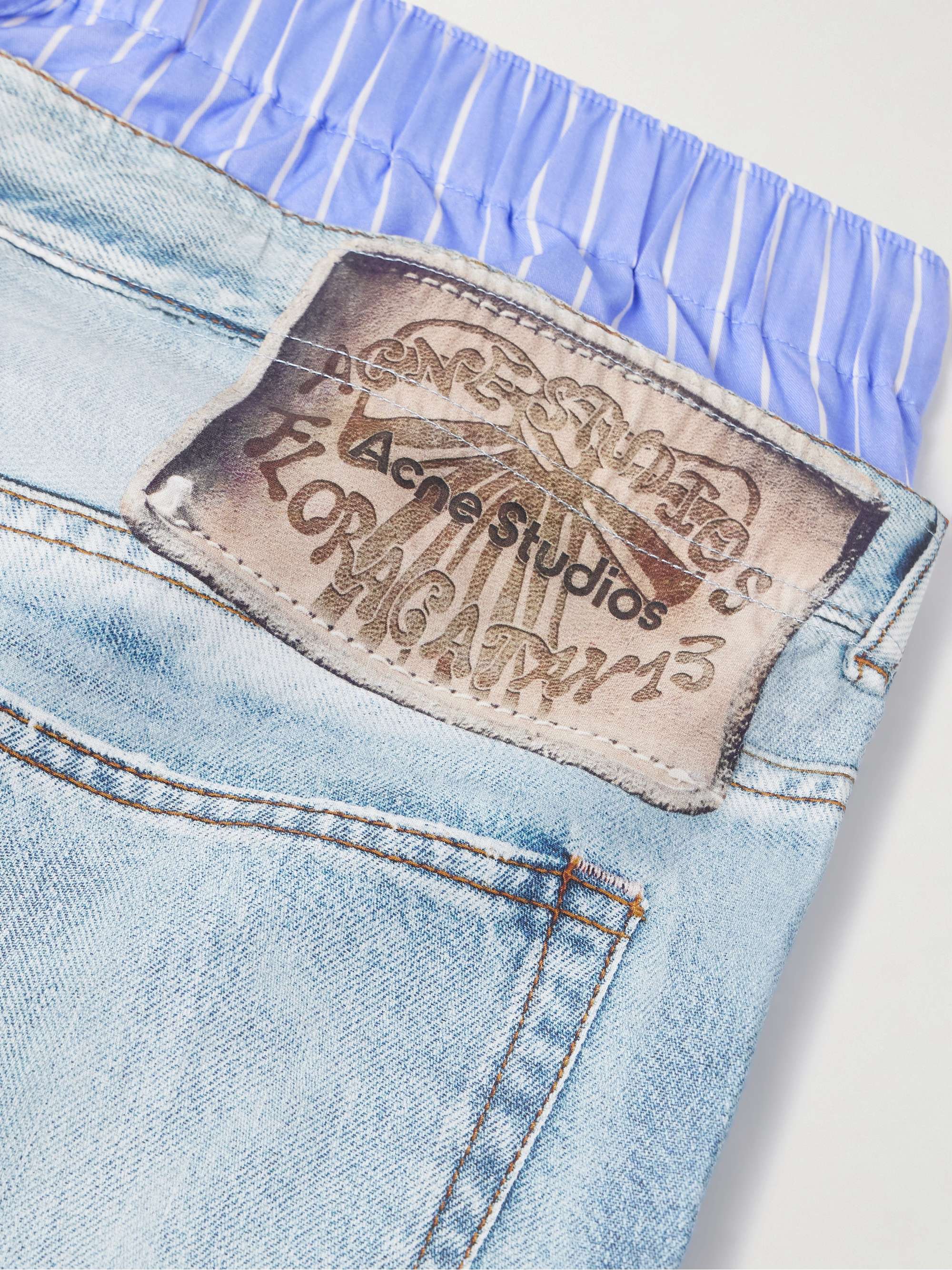 Trompe l'oeil printed cotton-poplin wide-leg pants view