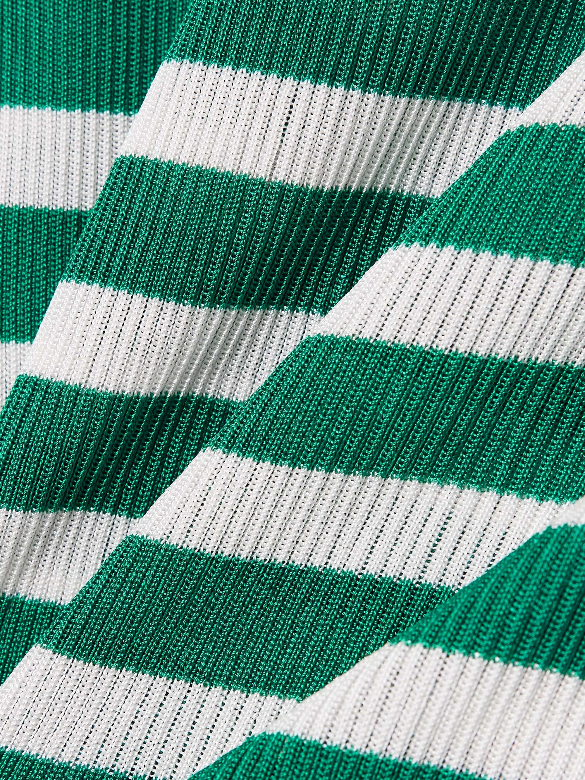Striped ribbed-knit polo shirt view