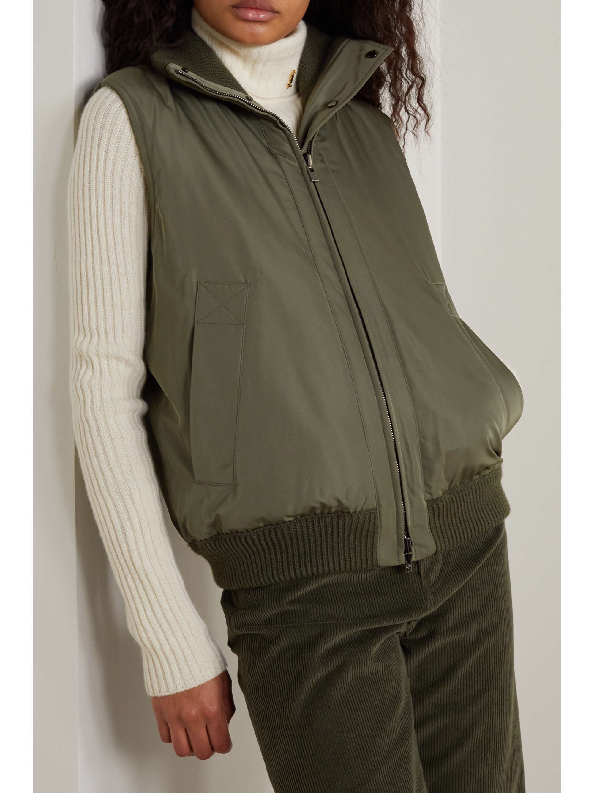 Everdeen padded shell and silk-blend vest view