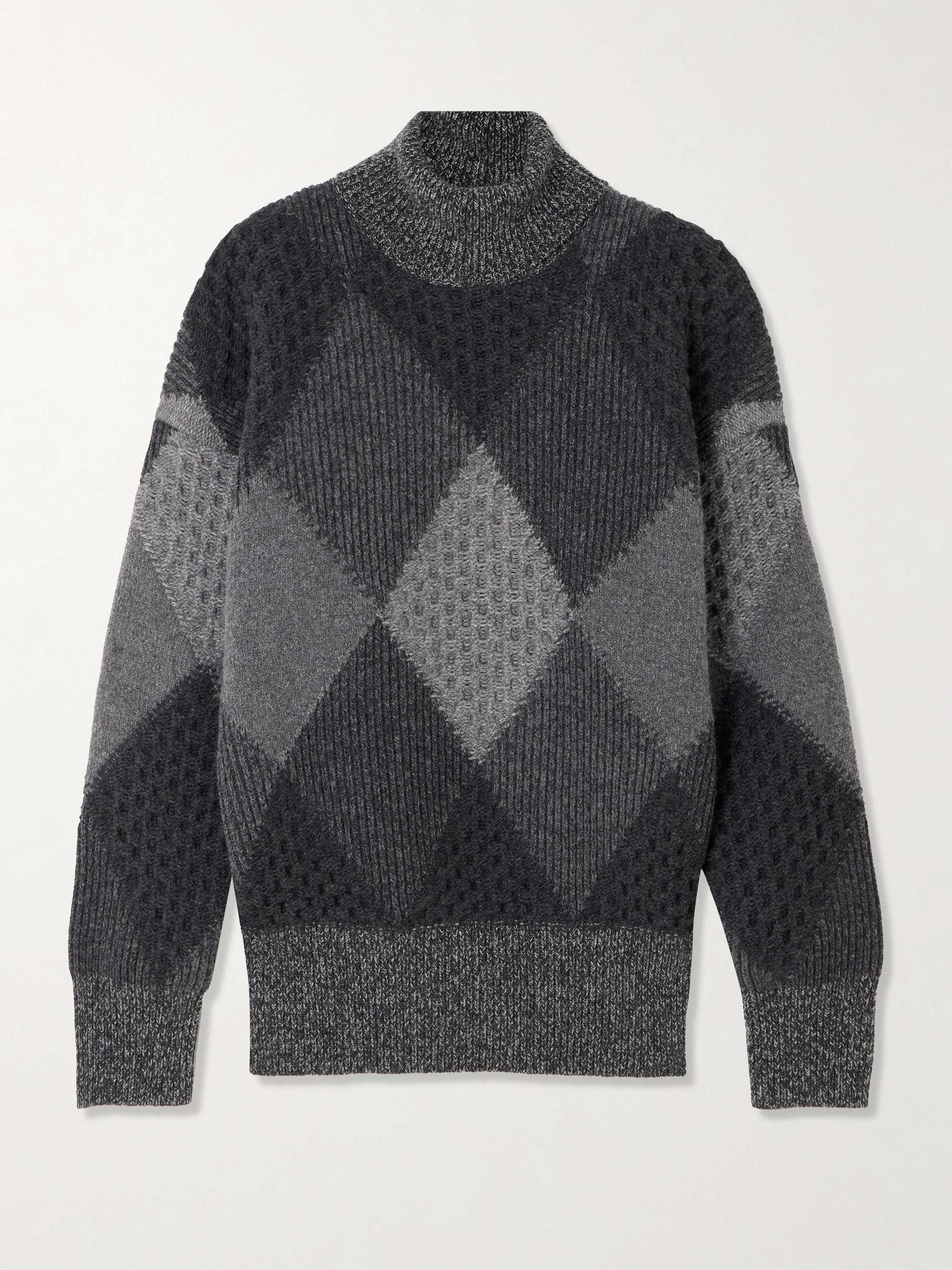 Argyle wool turtleneck sweater view