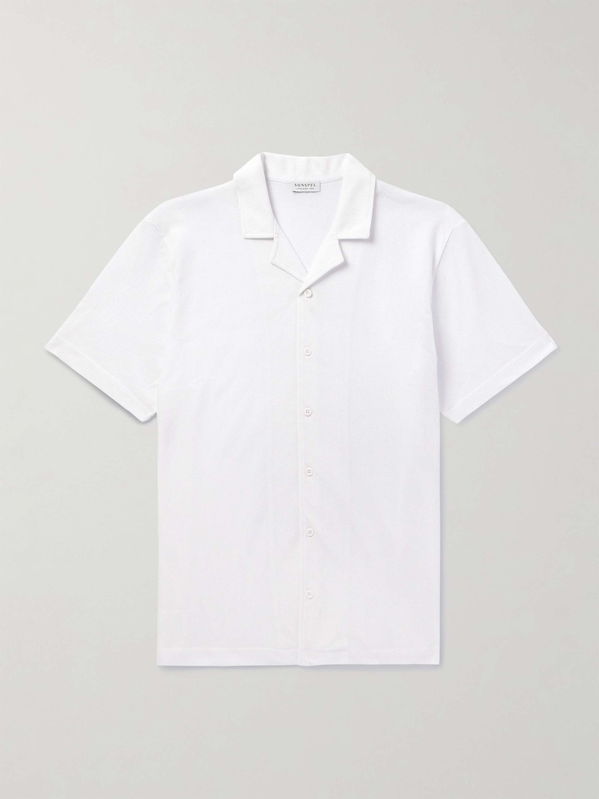 Camp-Collar Cotton-Mesh Shirt view