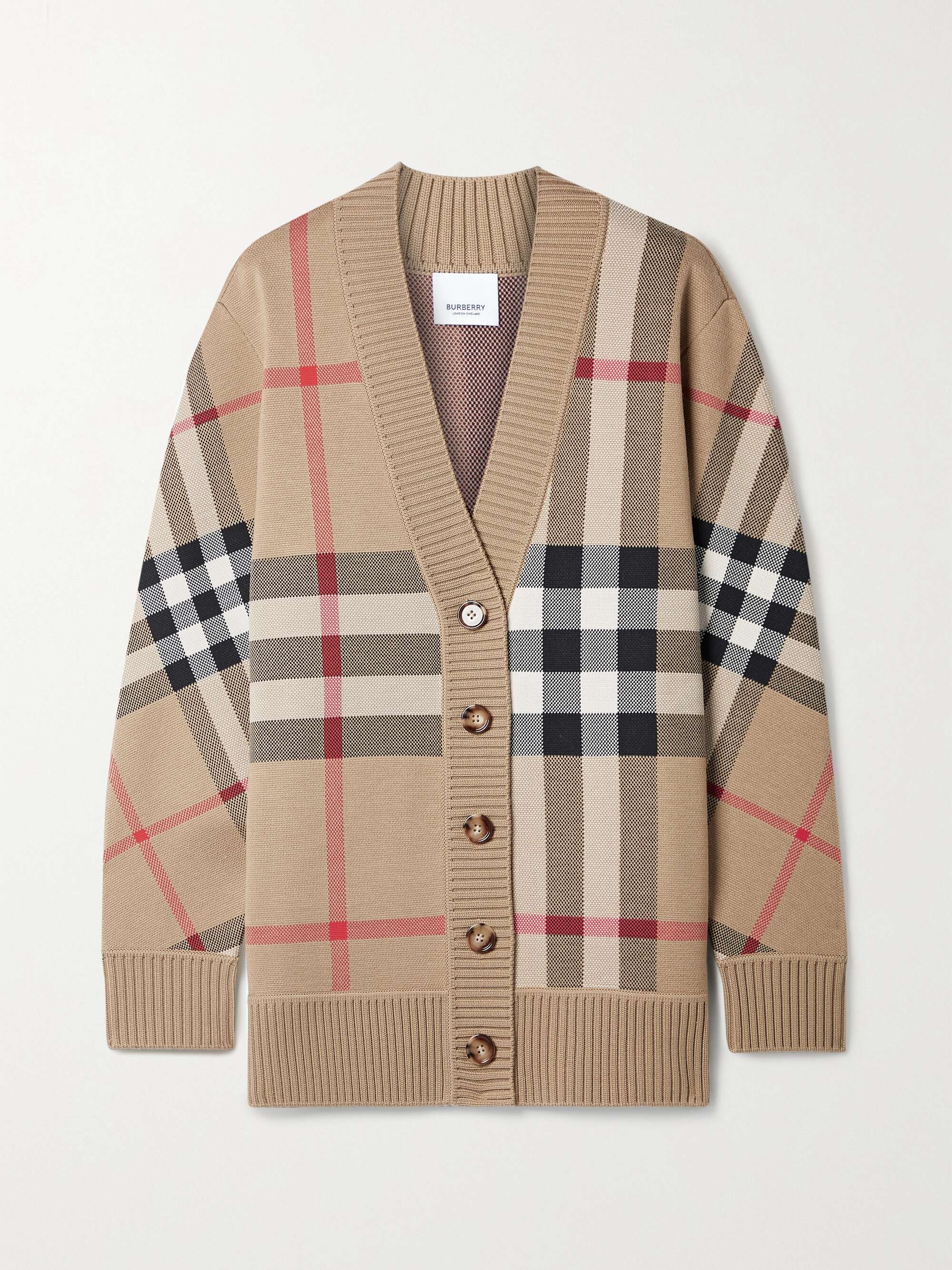 Checked jacquard-knit cardigan view