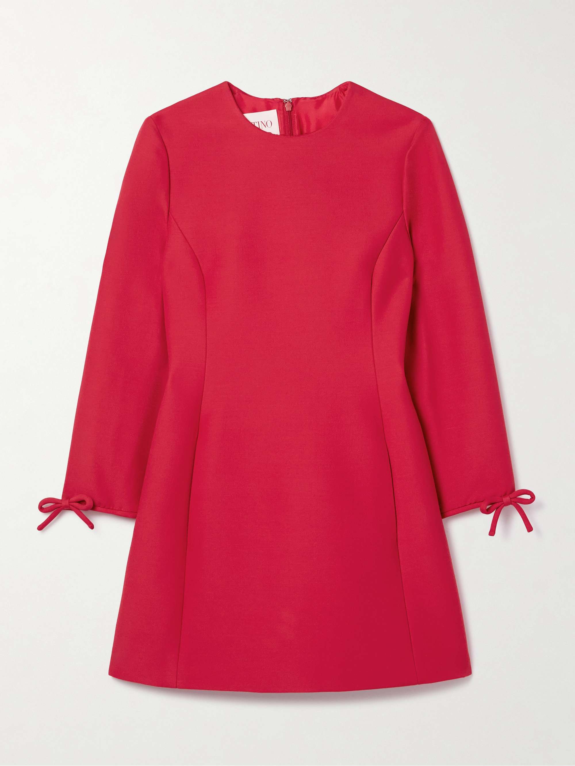 Bow-detailed wool and silk-blend mini dress view