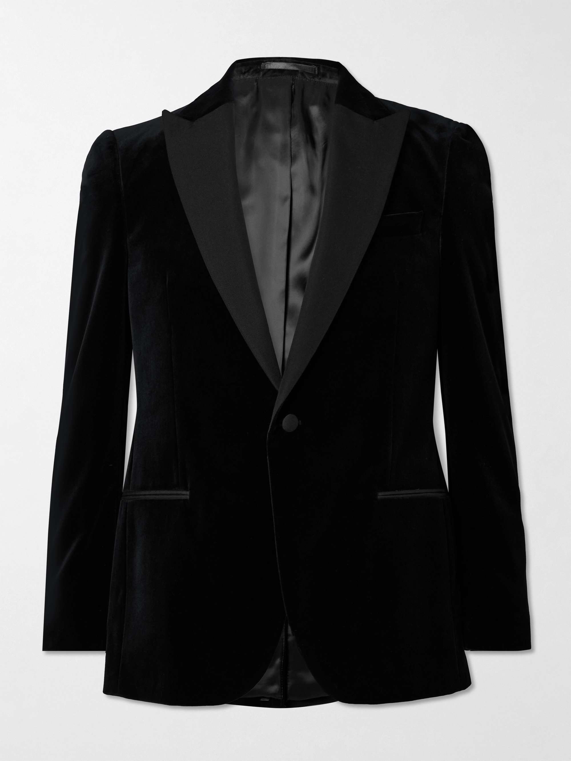 Slim-Fit Twill-Trimmed Cotton-Velvet Tuxedo Jacket view